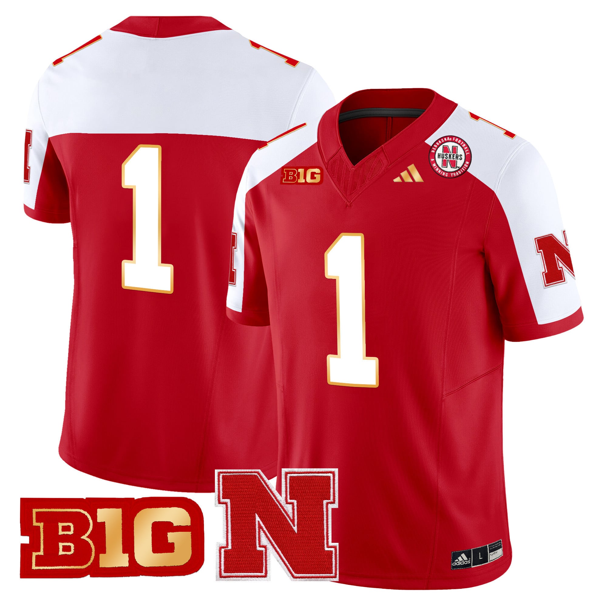 Men's Nebraska Cornhuskers 2024 Gold Trim Vapor Limited Jersey - All Stitched