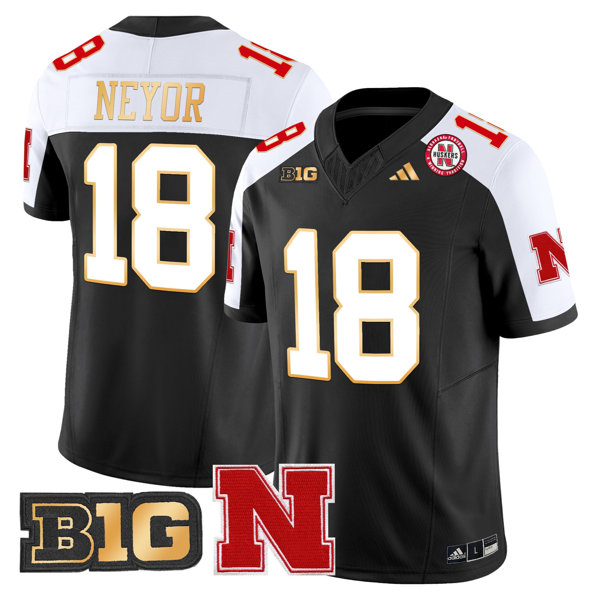 Men's Nebraska Cornhuskers 2024 Gold Trim Vapor Limited Jersey - All Stitched