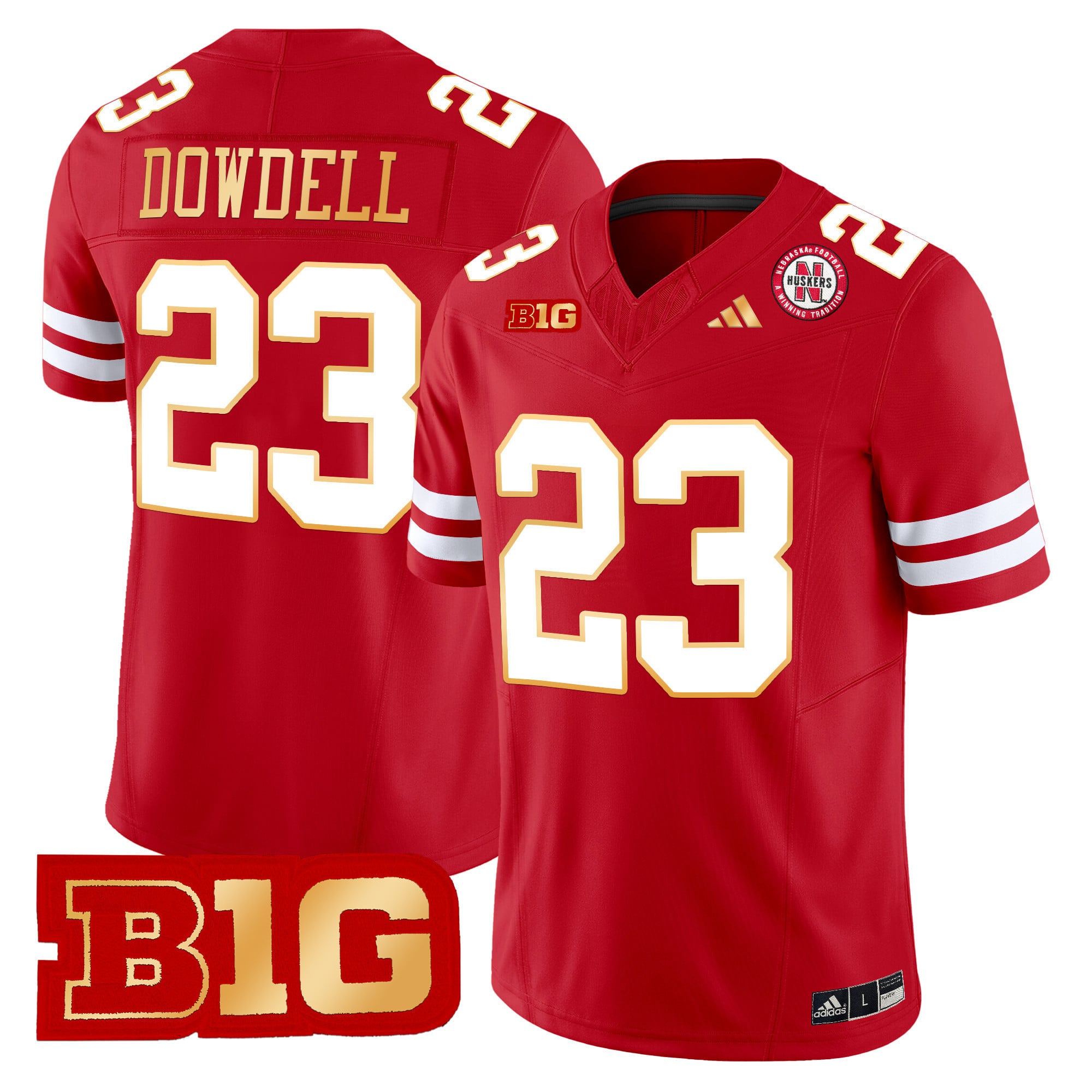 Men's Nebraska Cornhuskers 2024 Gold Trim Vapor Limited Jersey - All Stitched