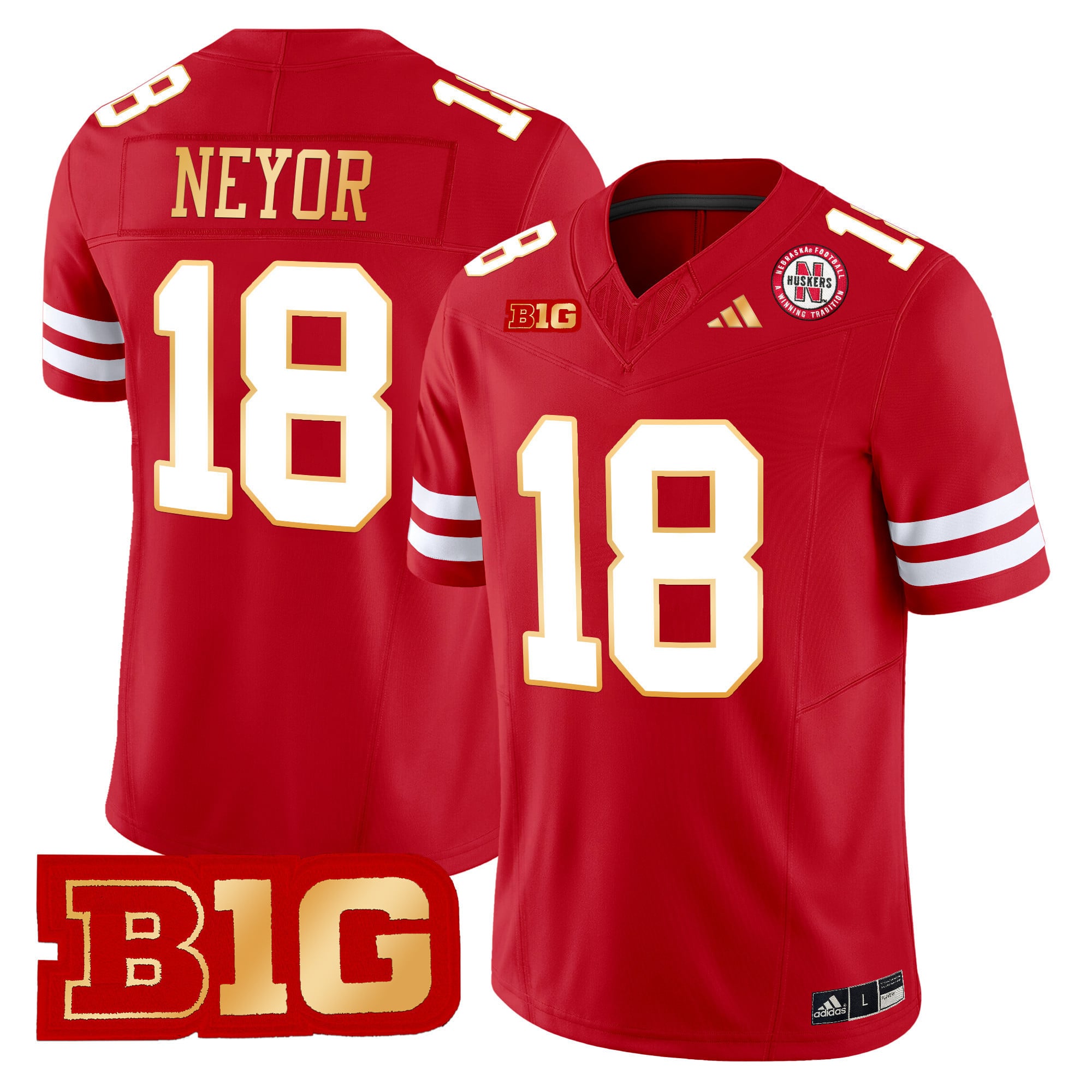 Men's Nebraska Cornhuskers 2024 Gold Trim Vapor Limited Jersey - All Stitched