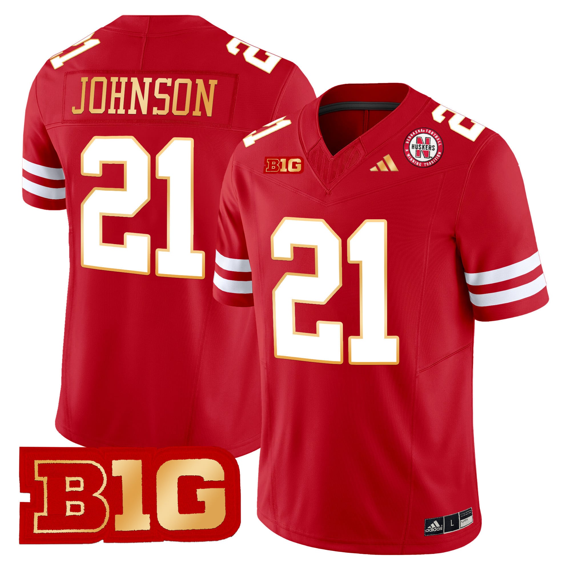 Men's Nebraska Cornhuskers 2024 Gold Trim Vapor Limited Jersey - All Stitched