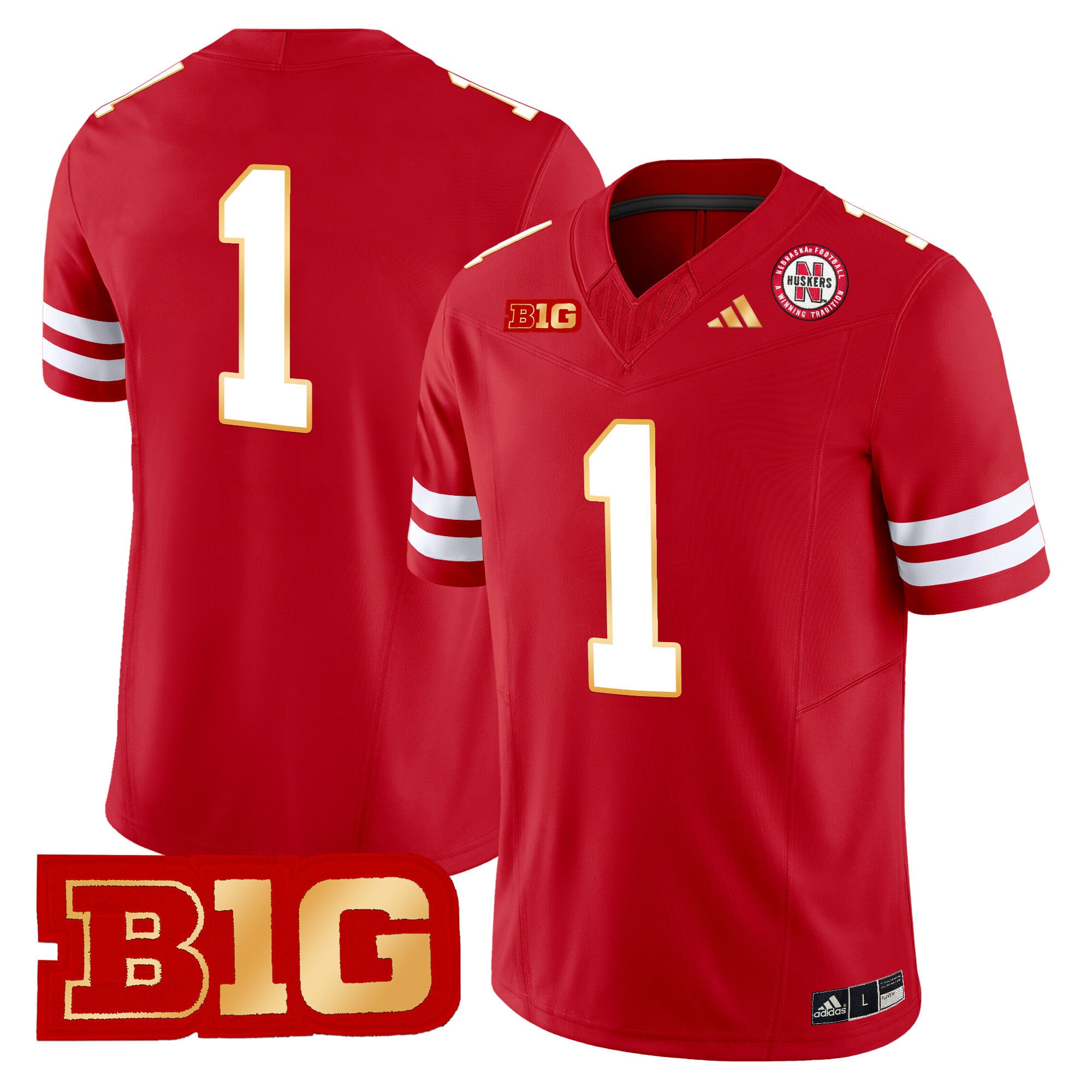 Men's Nebraska Cornhuskers 2024 Gold Trim Vapor Limited Jersey - All Stitched