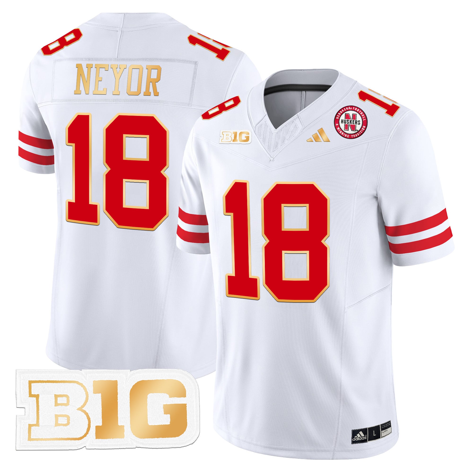 Men's Nebraska Cornhuskers 2024 Gold Trim Vapor Limited Jersey - All Stitched