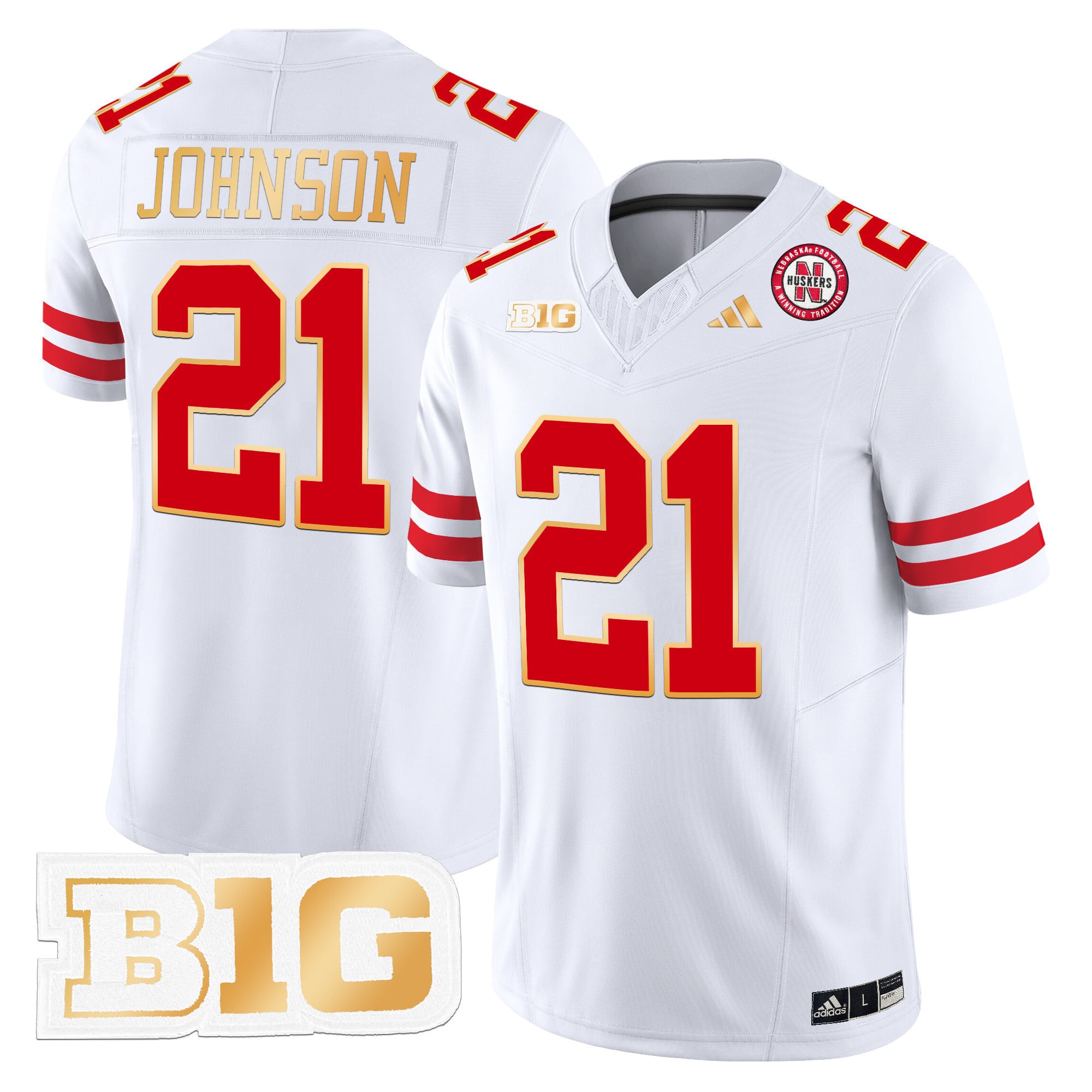 Men's Nebraska Cornhuskers 2024 Gold Trim Vapor Limited Jersey - All Stitched