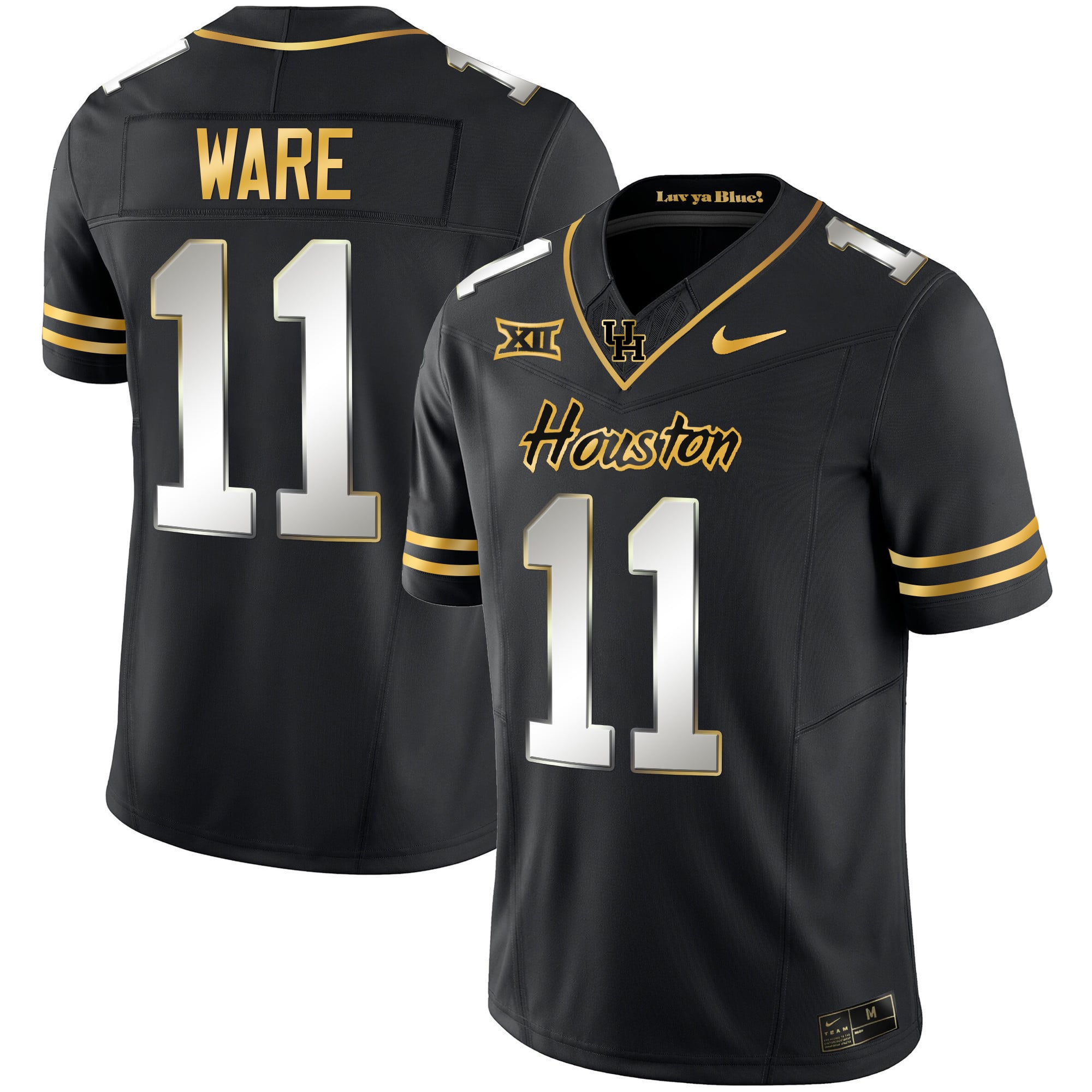 Men's Houston Cougars 2023 Oilers Inspired Gold Jersey - All Stitched