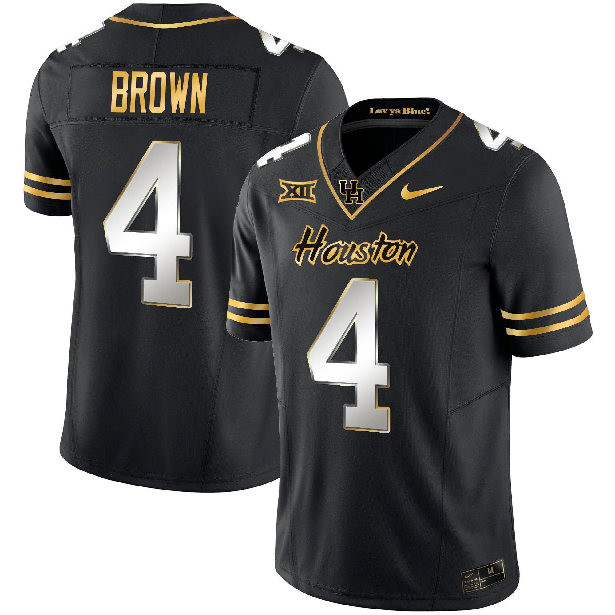Men's Houston Cougars 2023 Oilers Inspired Gold Jersey - All Stitched