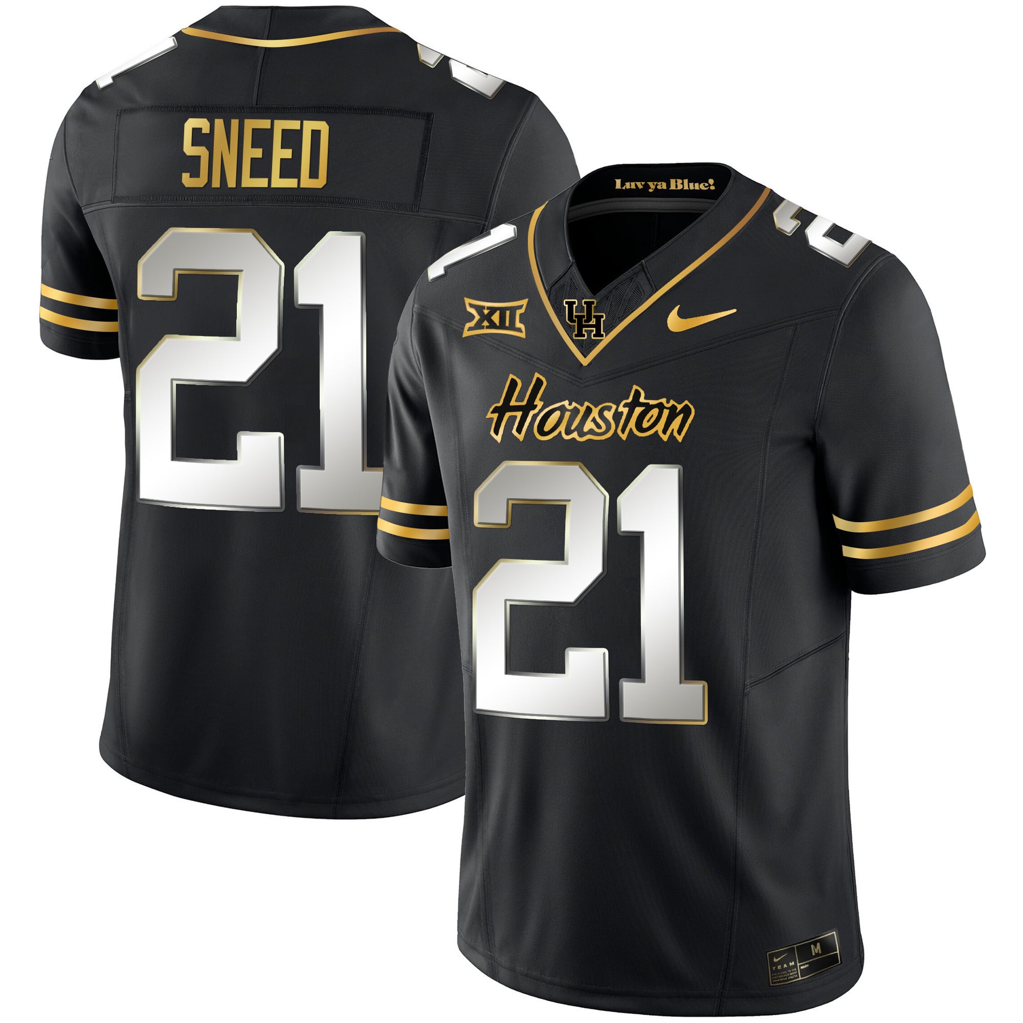 Men's Houston Cougars 2023 Oilers Inspired Gold Jersey - All Stitched