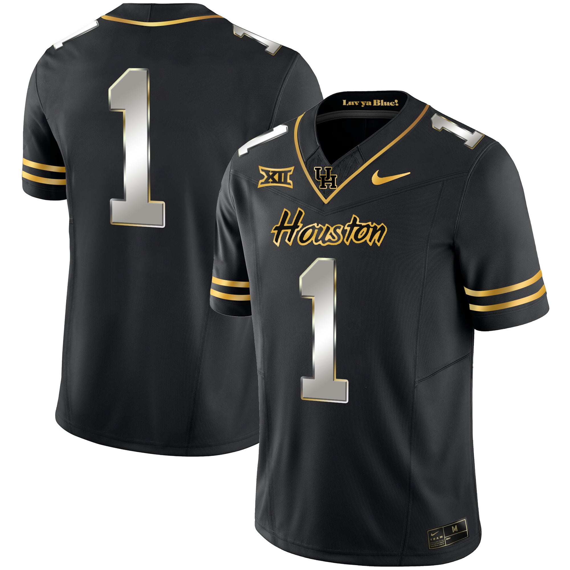 Men's Houston Cougars 2023 Oilers Inspired Gold Jersey - All Stitched