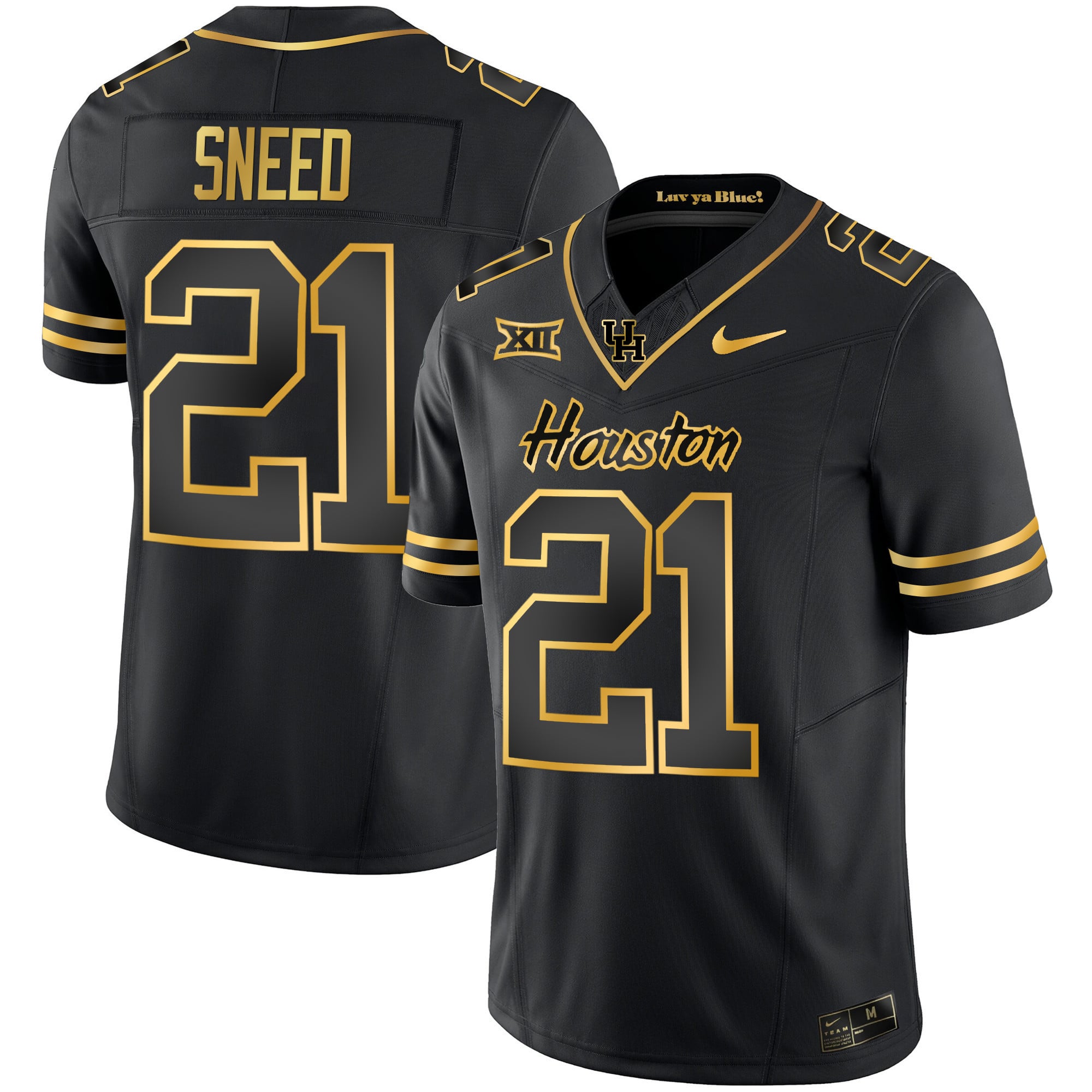 Men's Houston Cougars 2023 Oilers Inspired Gold Jersey - All Stitched