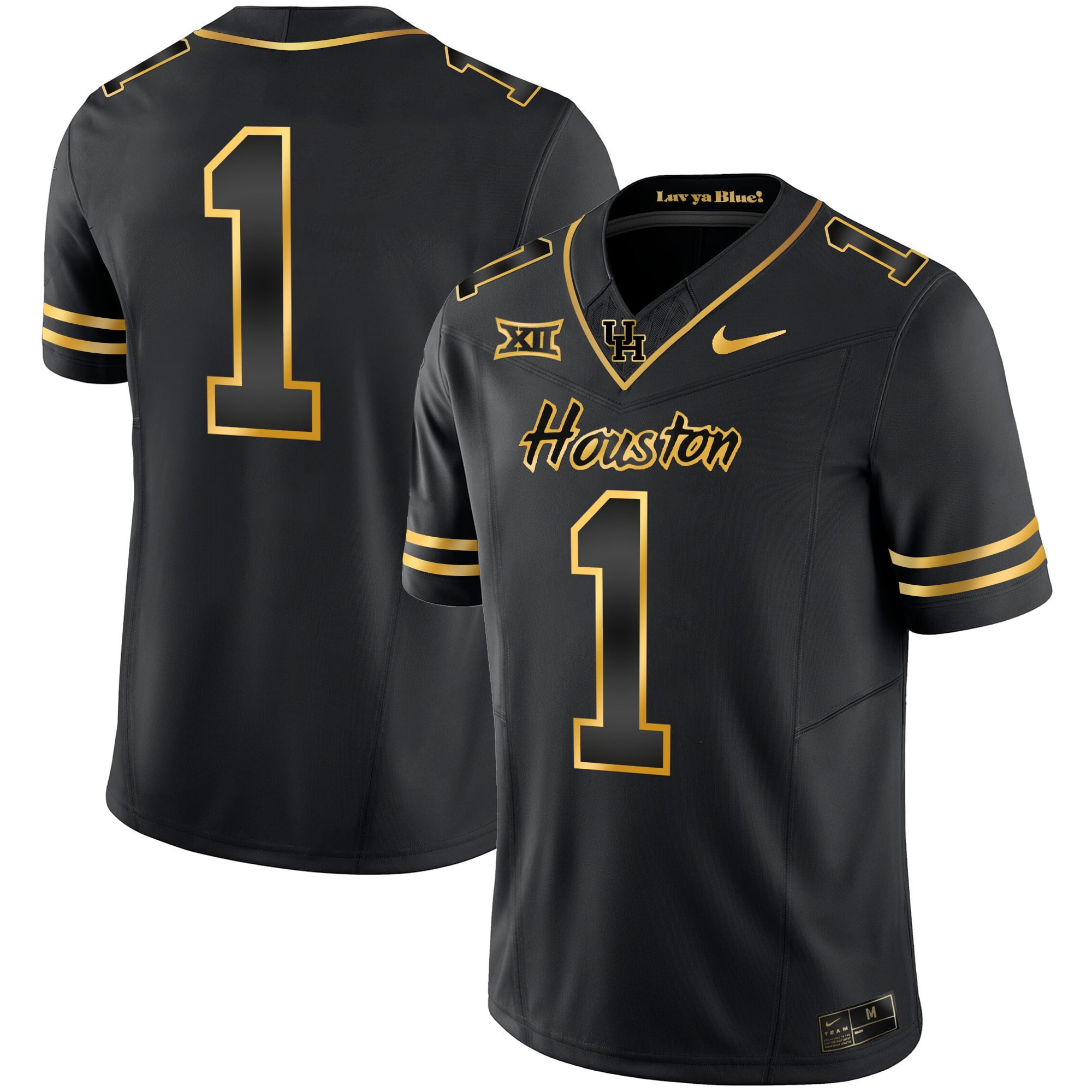Men's Houston Cougars 2023 Oilers Inspired Gold Jersey - All Stitched