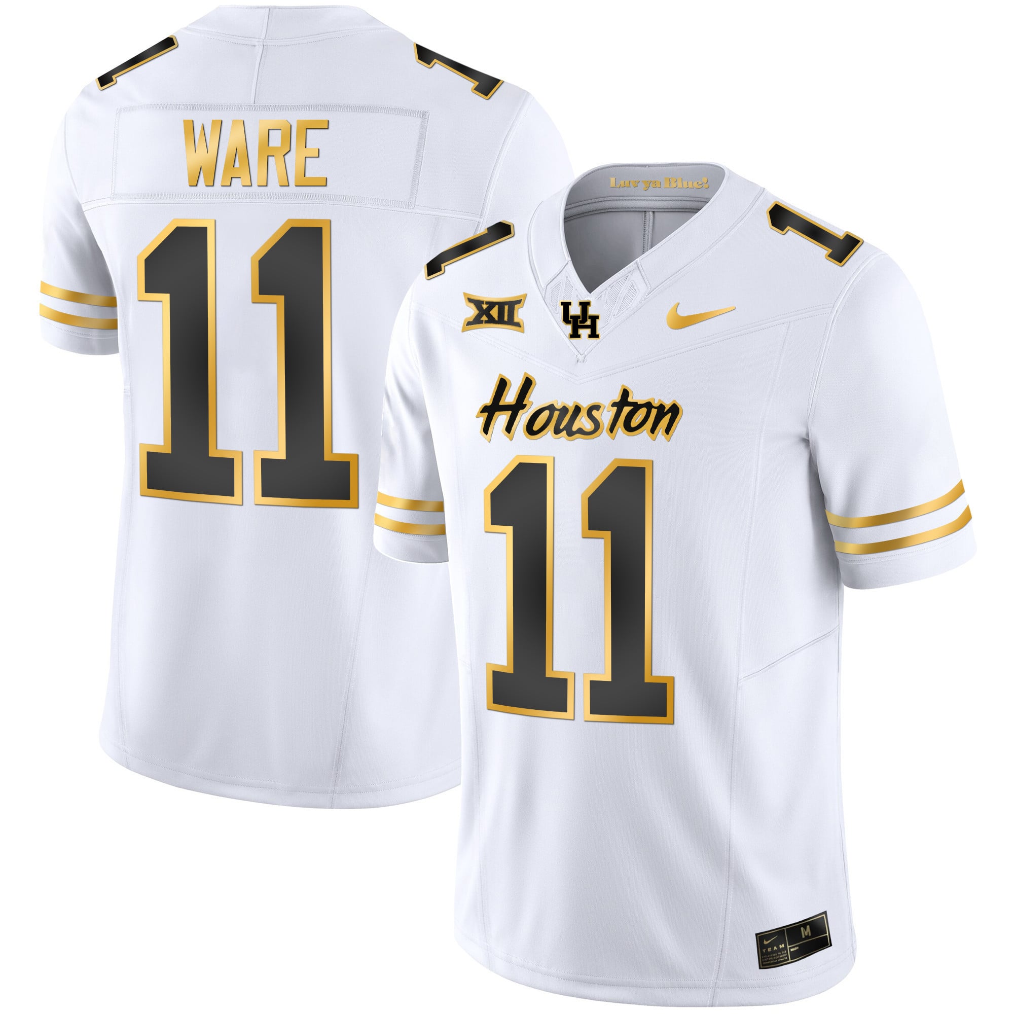Men's Houston Cougars 2023 Oilers Inspired Gold Jersey - All Stitched