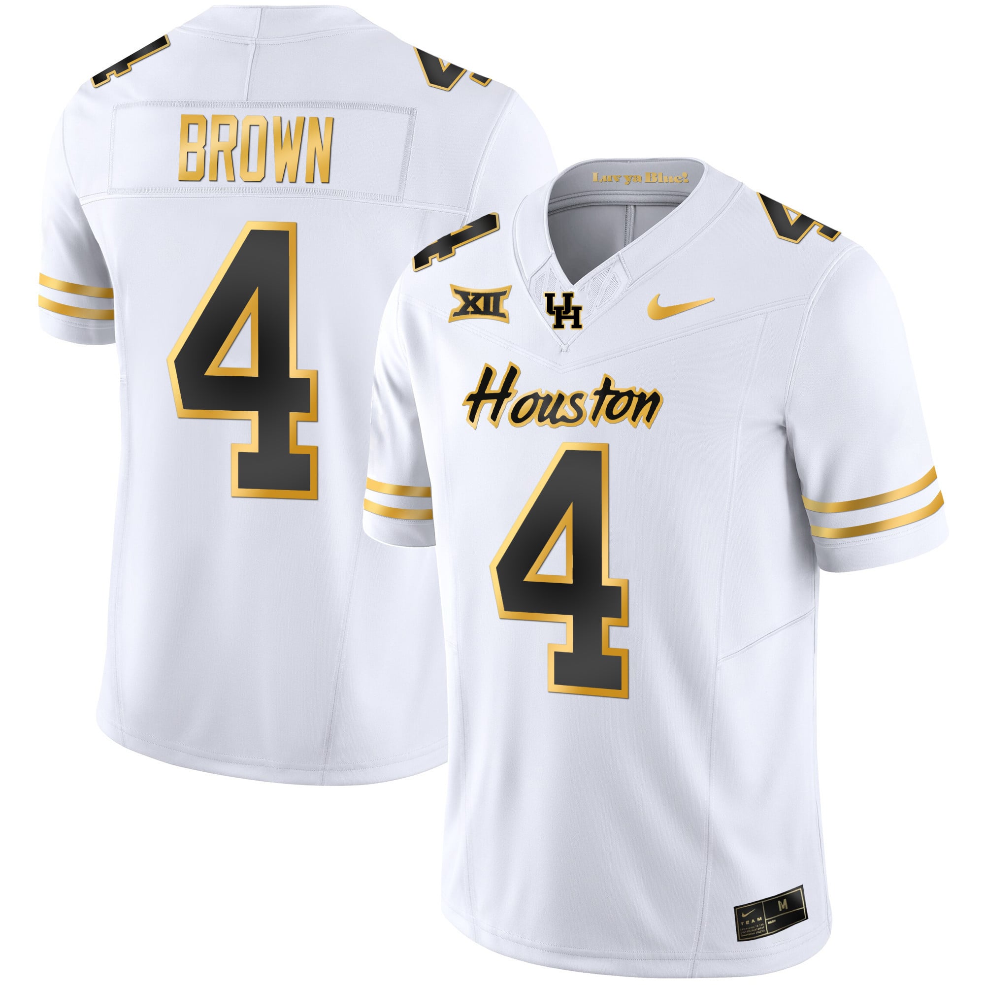 Men's Houston Cougars 2023 Oilers Inspired Gold Jersey - All Stitched