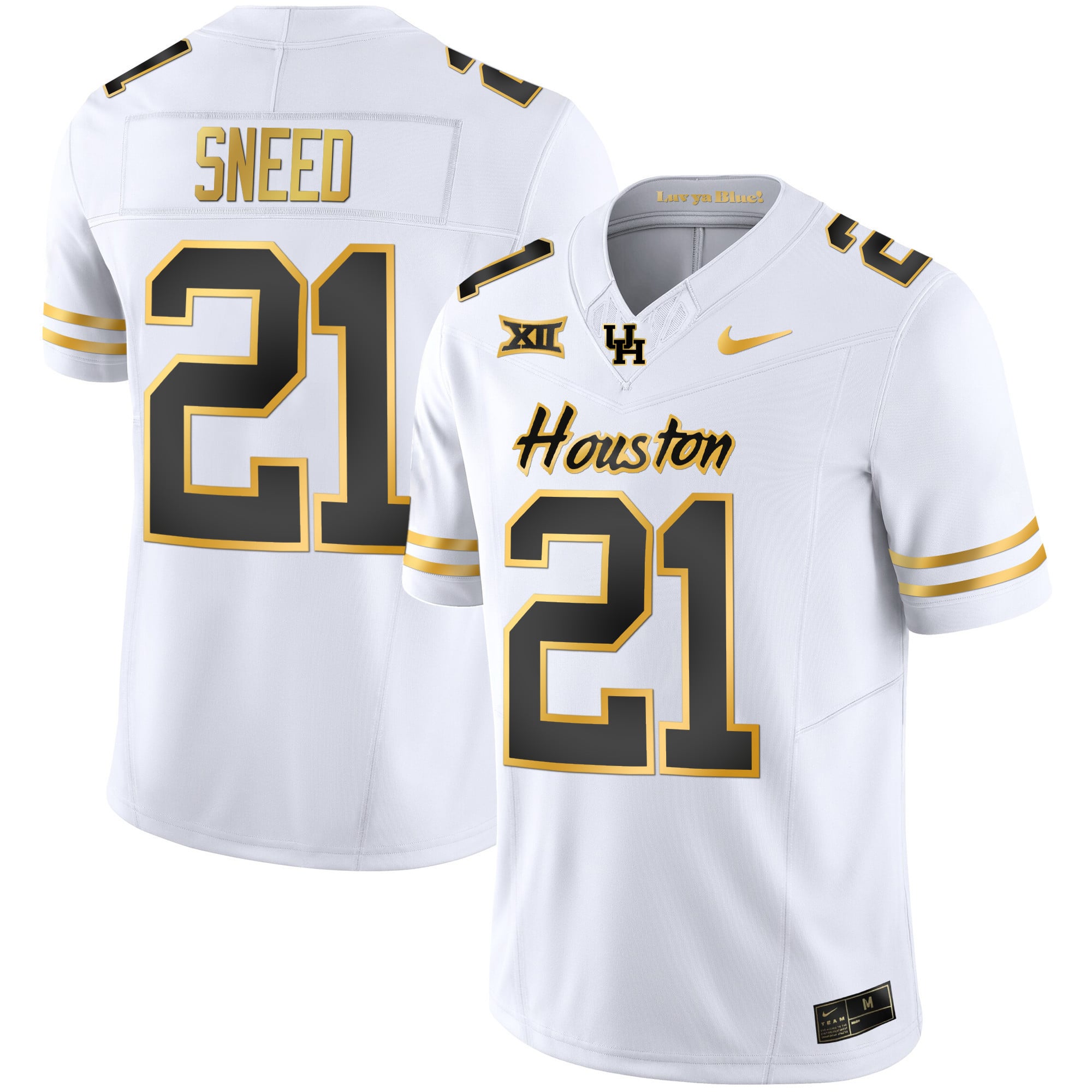 Men's Houston Cougars 2023 Oilers Inspired Gold Jersey - All Stitched
