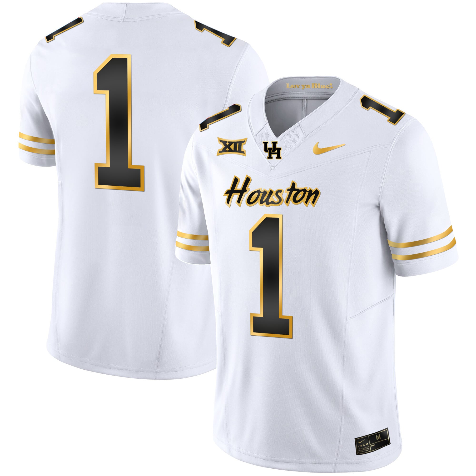 Men's Houston Cougars 2023 Oilers Inspired Gold Jersey - All Stitched