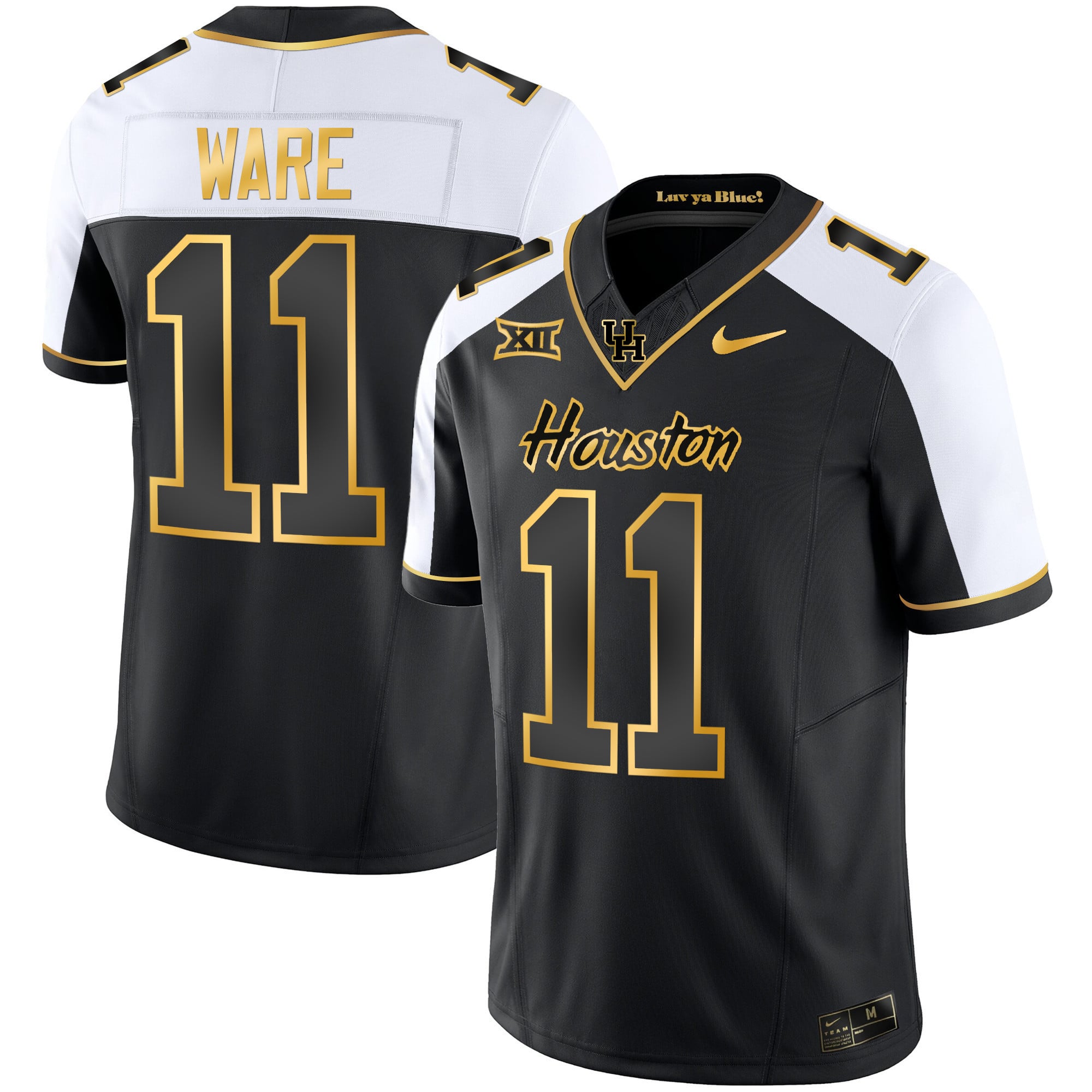 Men's Houston Cougars 2023 Oilers Inspired Gold Jersey - All Stitched