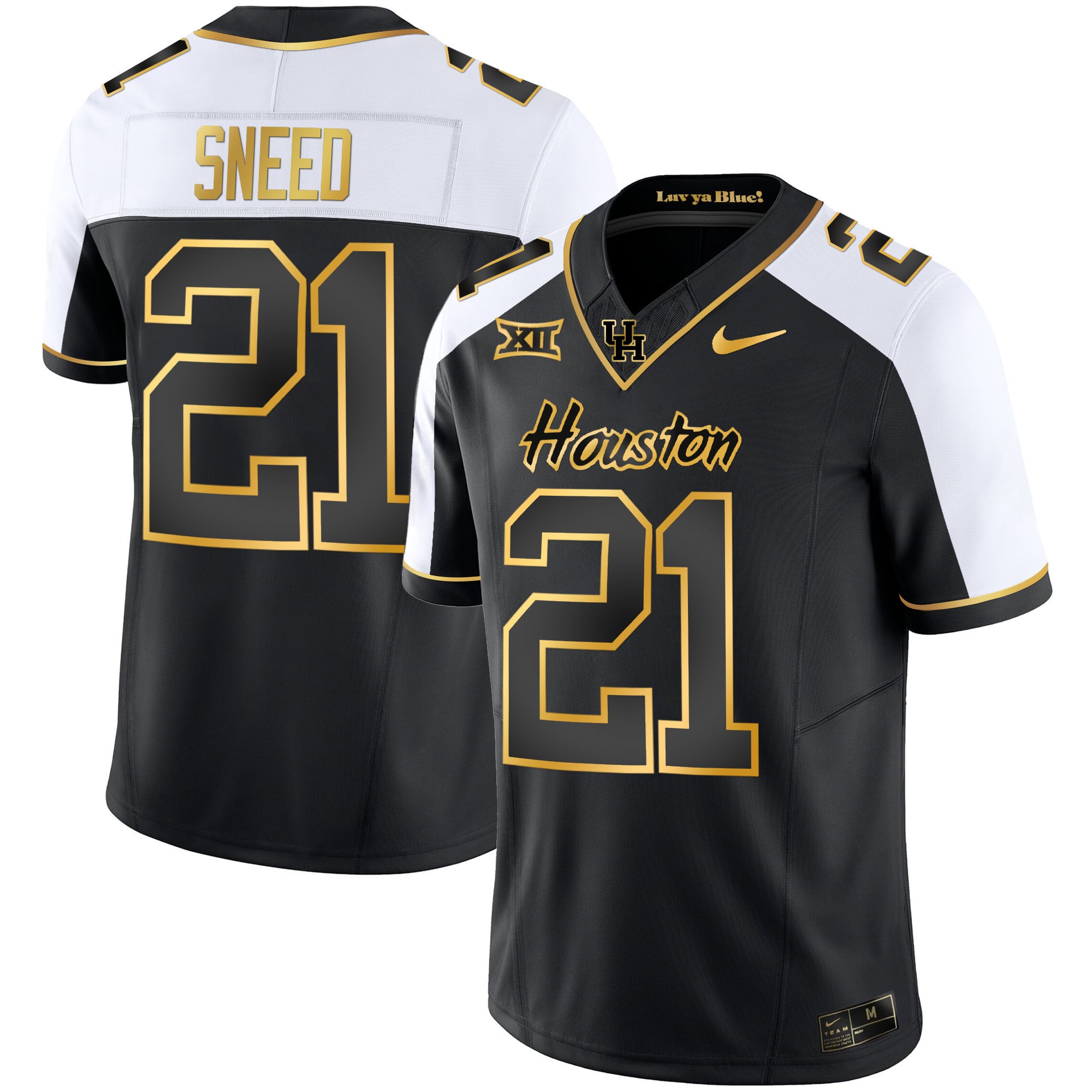 Men's Houston Cougars 2023 Oilers Inspired Gold Jersey - All Stitched