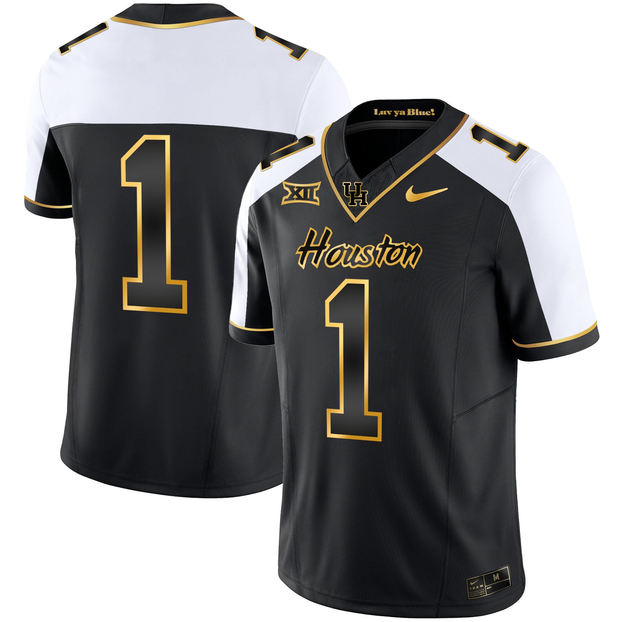 Men's Houston Cougars 2023 Oilers Inspired Gold Jersey - All Stitched