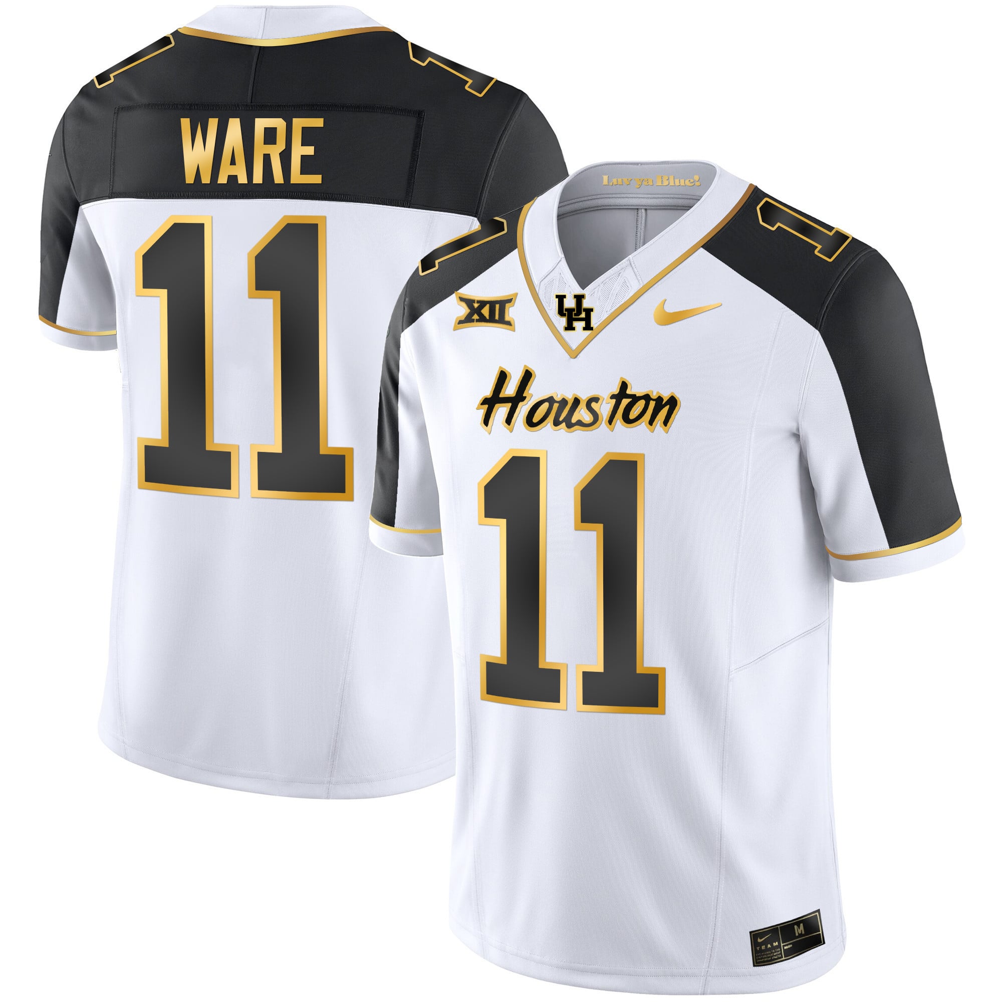 Men's Houston Cougars 2023 Oilers Inspired Gold Jersey - All Stitched