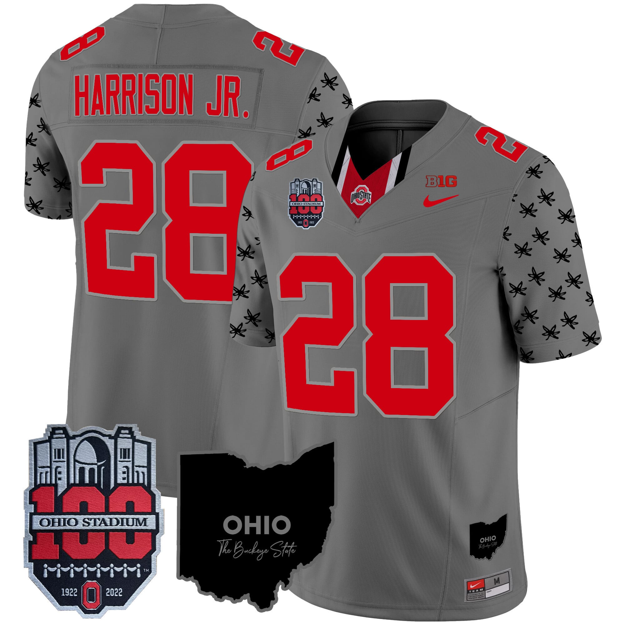 Men's Ohio State Buckeyes 100th Anniversary Patch Vapor Limited Jersey - All Stitched