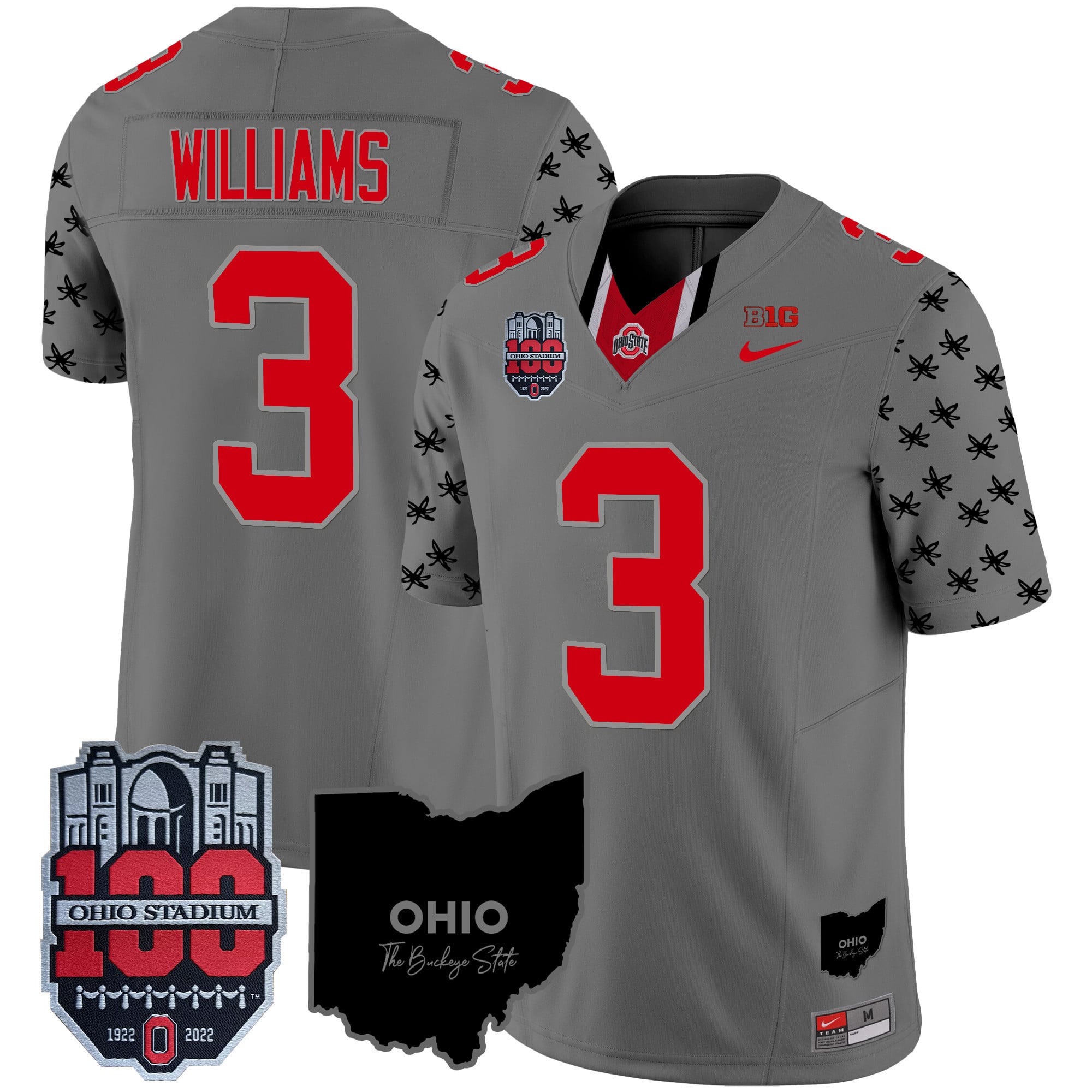 Men's Ohio State Buckeyes 100th Anniversary Patch Vapor Limited Jersey - All Stitched