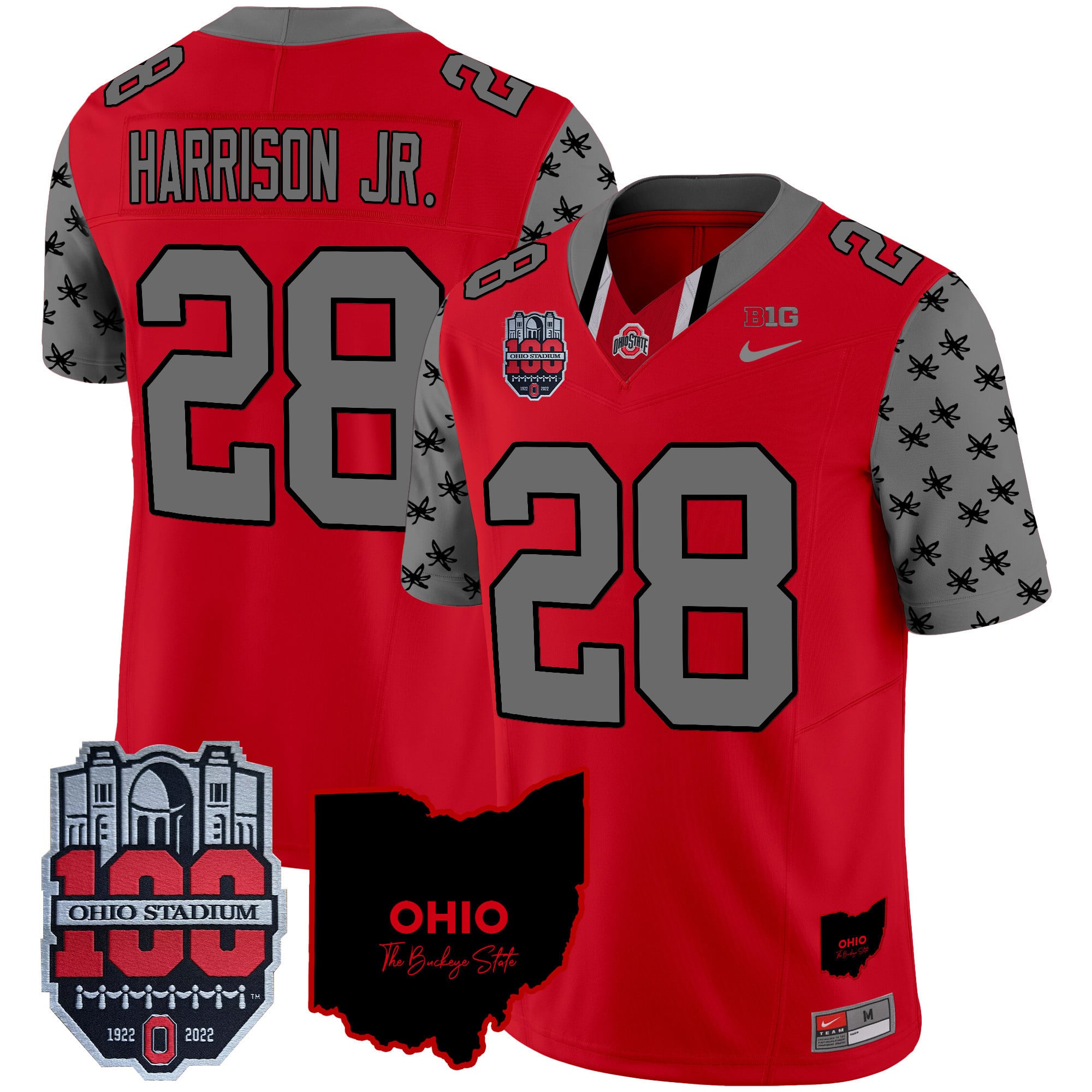 Men's Ohio State Buckeyes 100th Anniversary Patch Vapor Limited Jersey - All Stitched