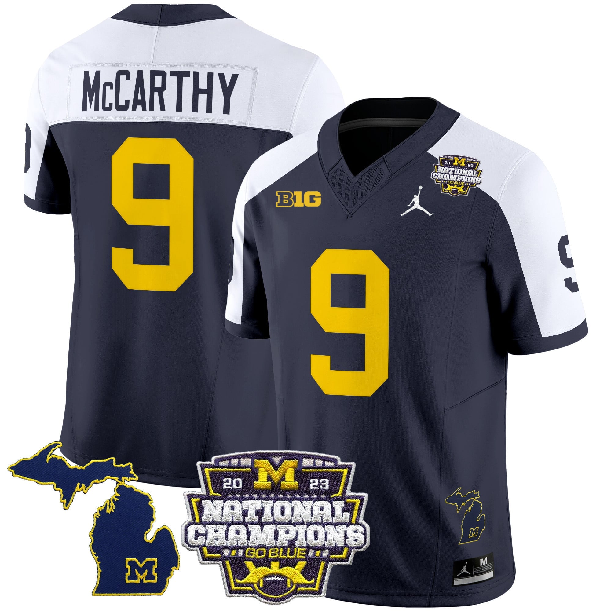 Men's Michigan Wolverines 2023 National Champions Patch Vapor Jersey V6 - All Stitched