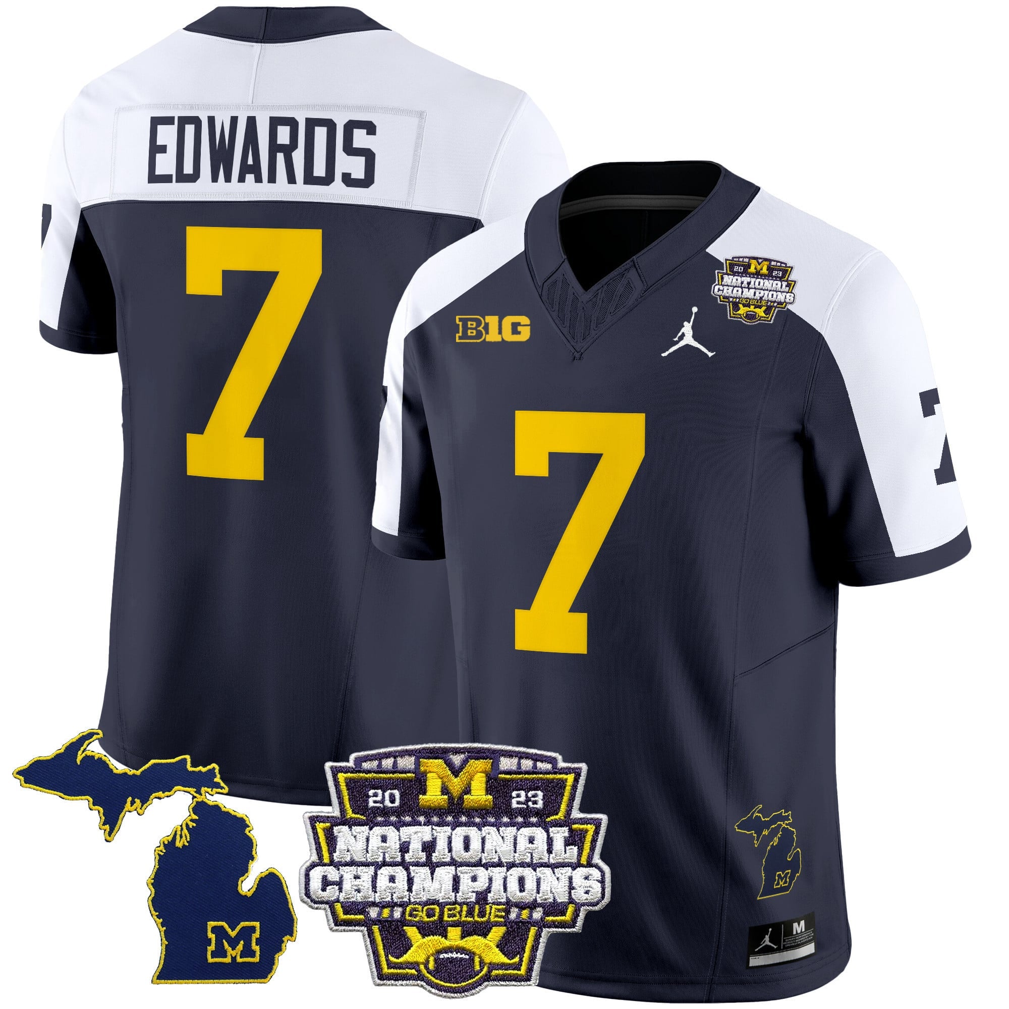 Men's Michigan Wolverines 2023 National Champions Patch Vapor Jersey V6 - All Stitched