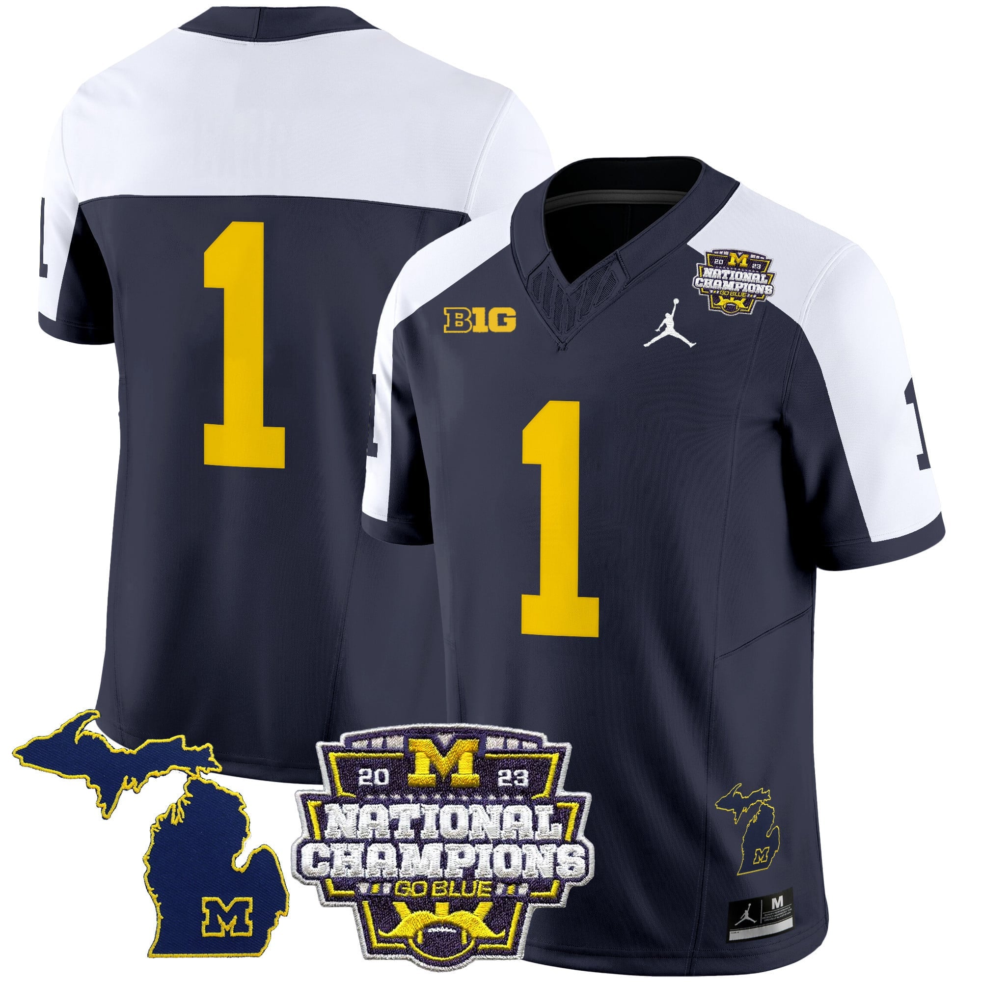 Men's Michigan Wolverines 2023 National Champions Patch Vapor Jersey V6 - All Stitched