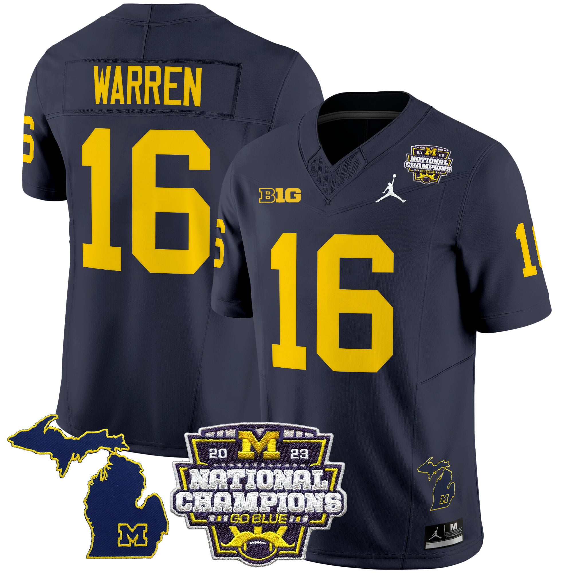 Men's Michigan Wolverines 2023 National Champions Patch Vapor Jersey V6 - All Stitched