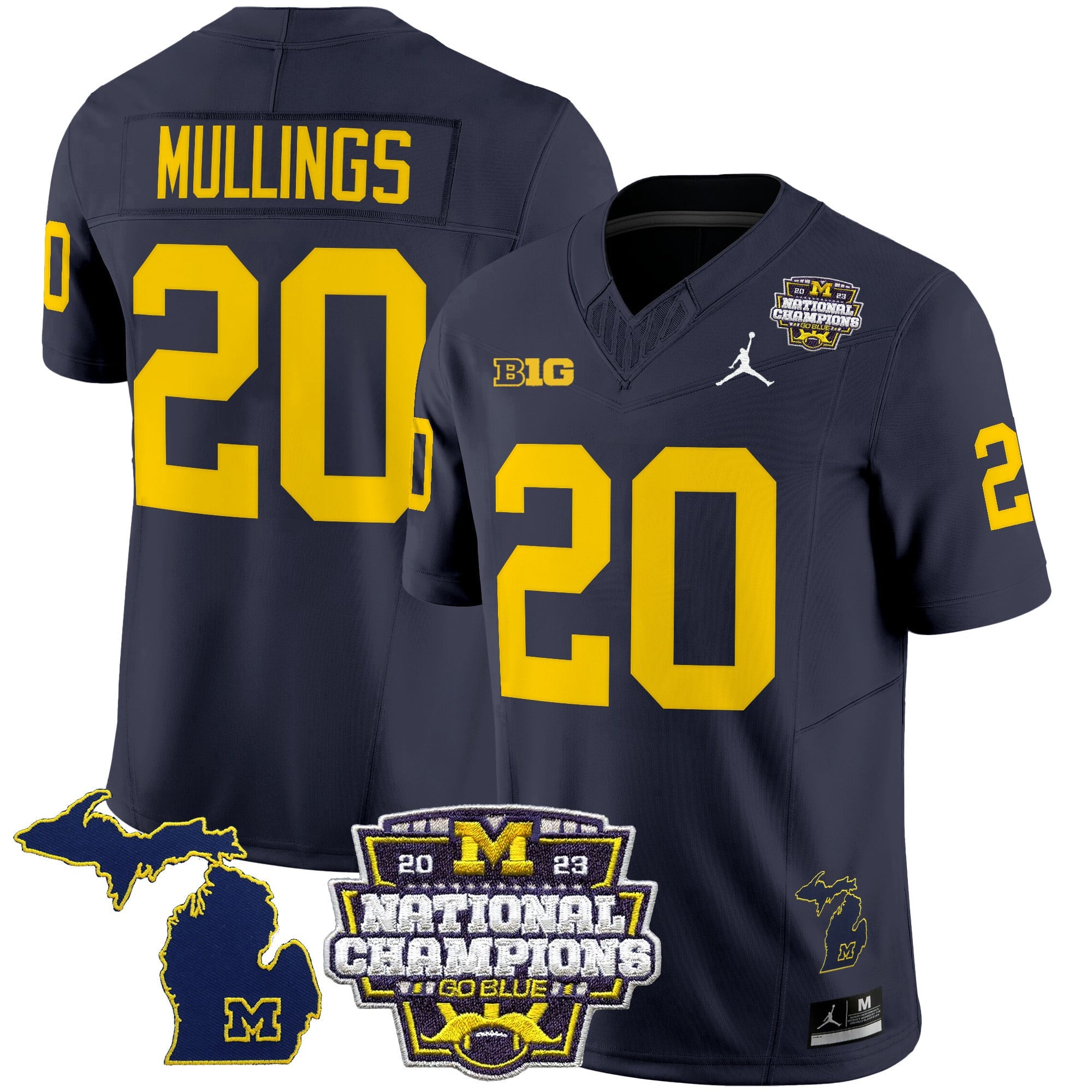 Men's Michigan Wolverines 2023 National Champions Patch Vapor Jersey V6 - All Stitched