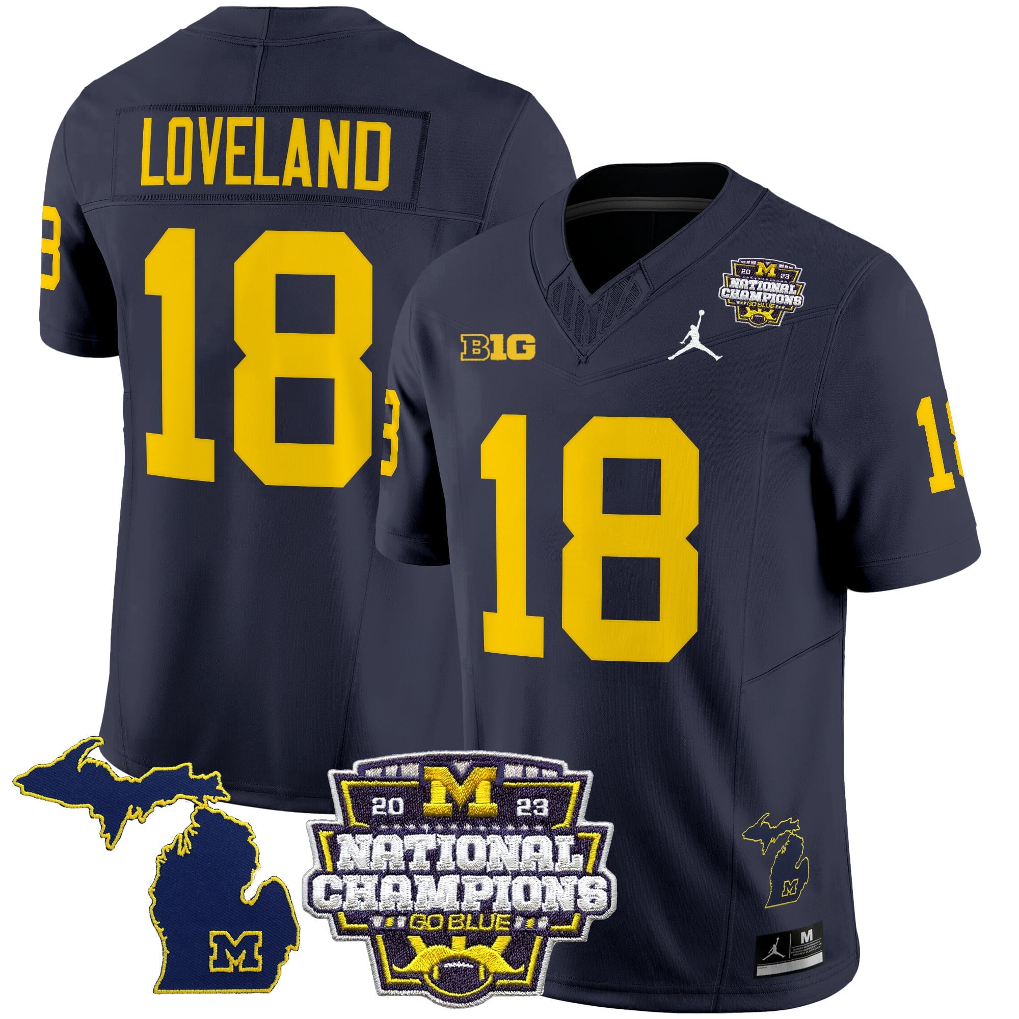 Men's Michigan Wolverines 2023 National Champions Patch Vapor Jersey V6 - All Stitched