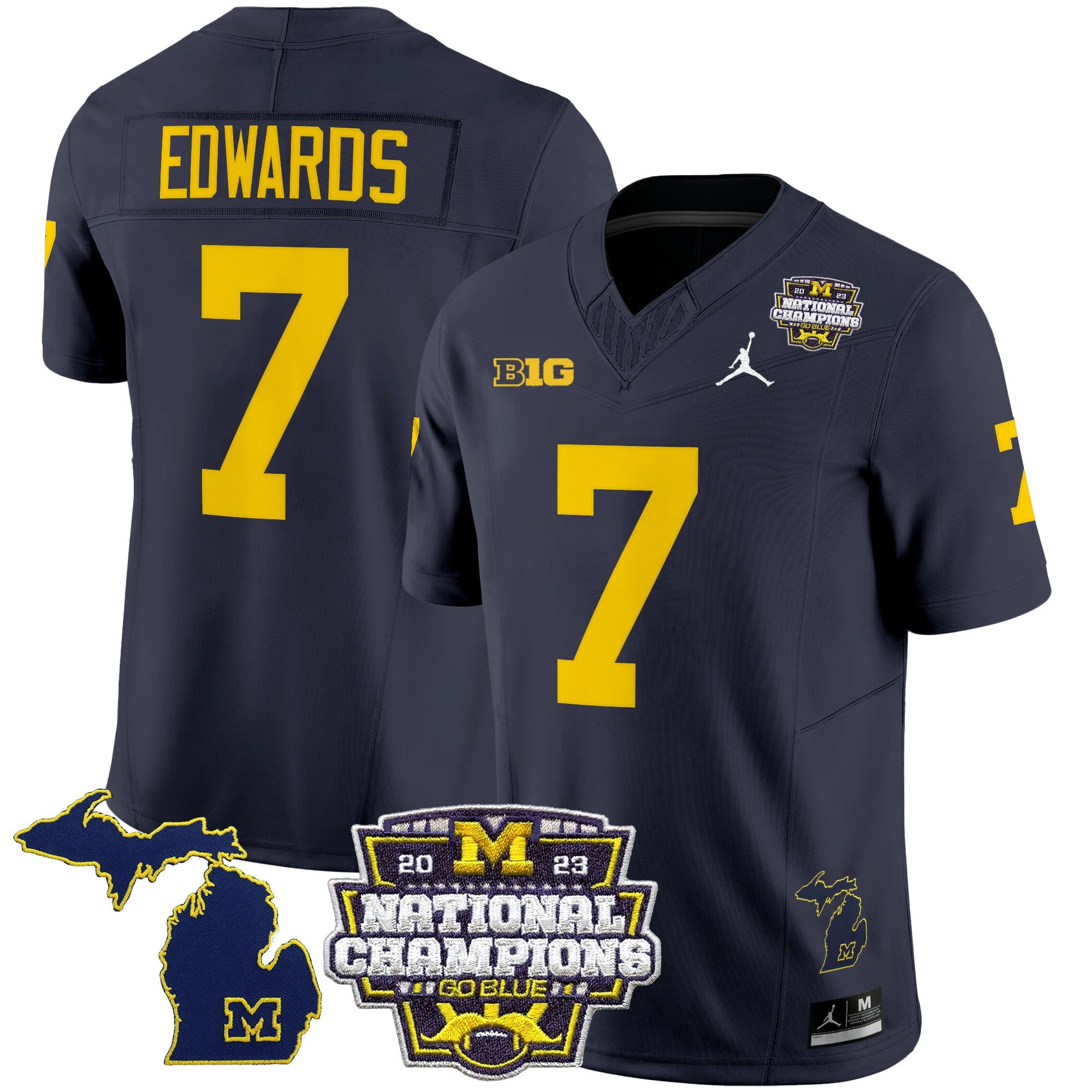 Men's Michigan Wolverines 2023 National Champions Patch Vapor Jersey V6 - All Stitched