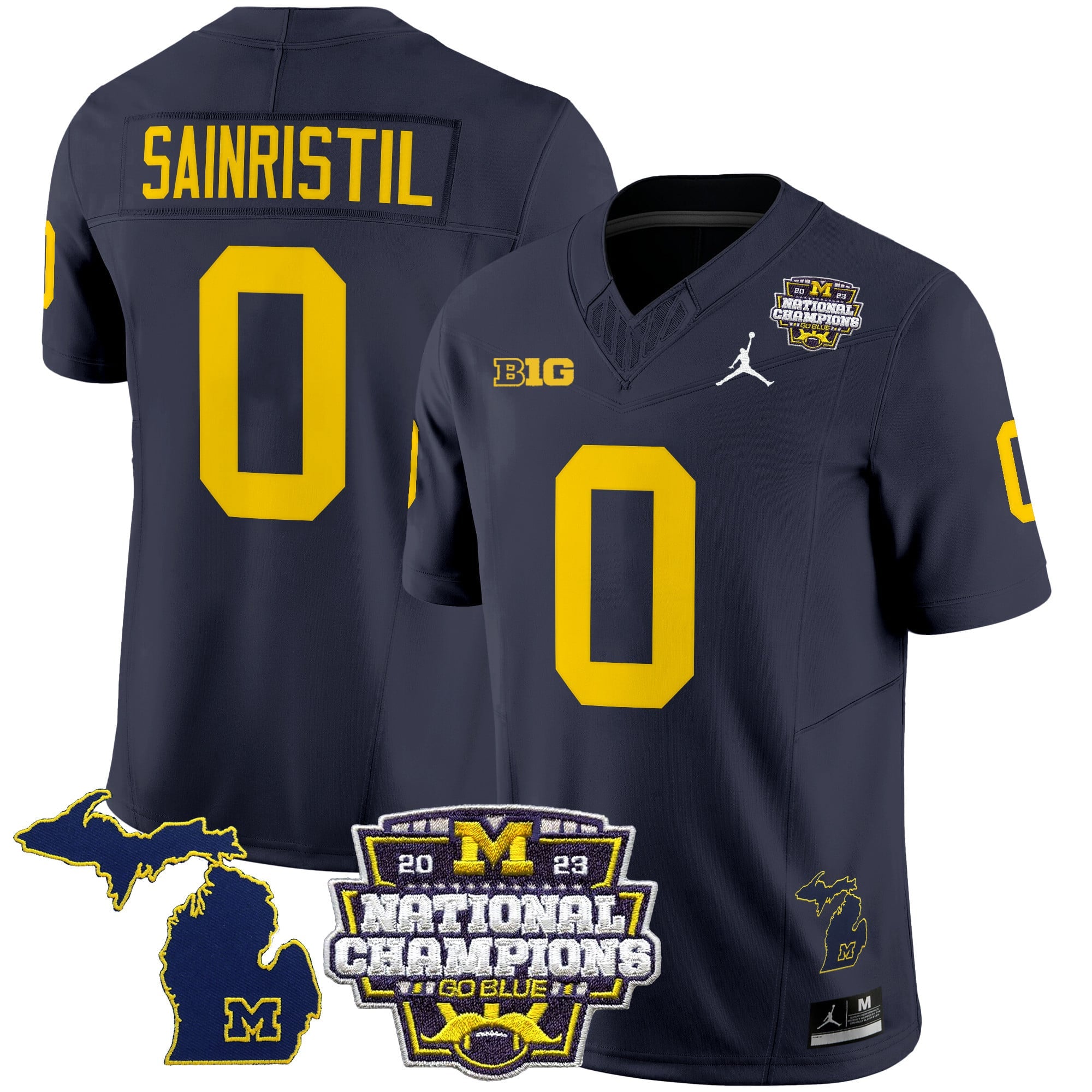 Men's Michigan Wolverines 2023 National Champions Patch Vapor Jersey V6 - All Stitched