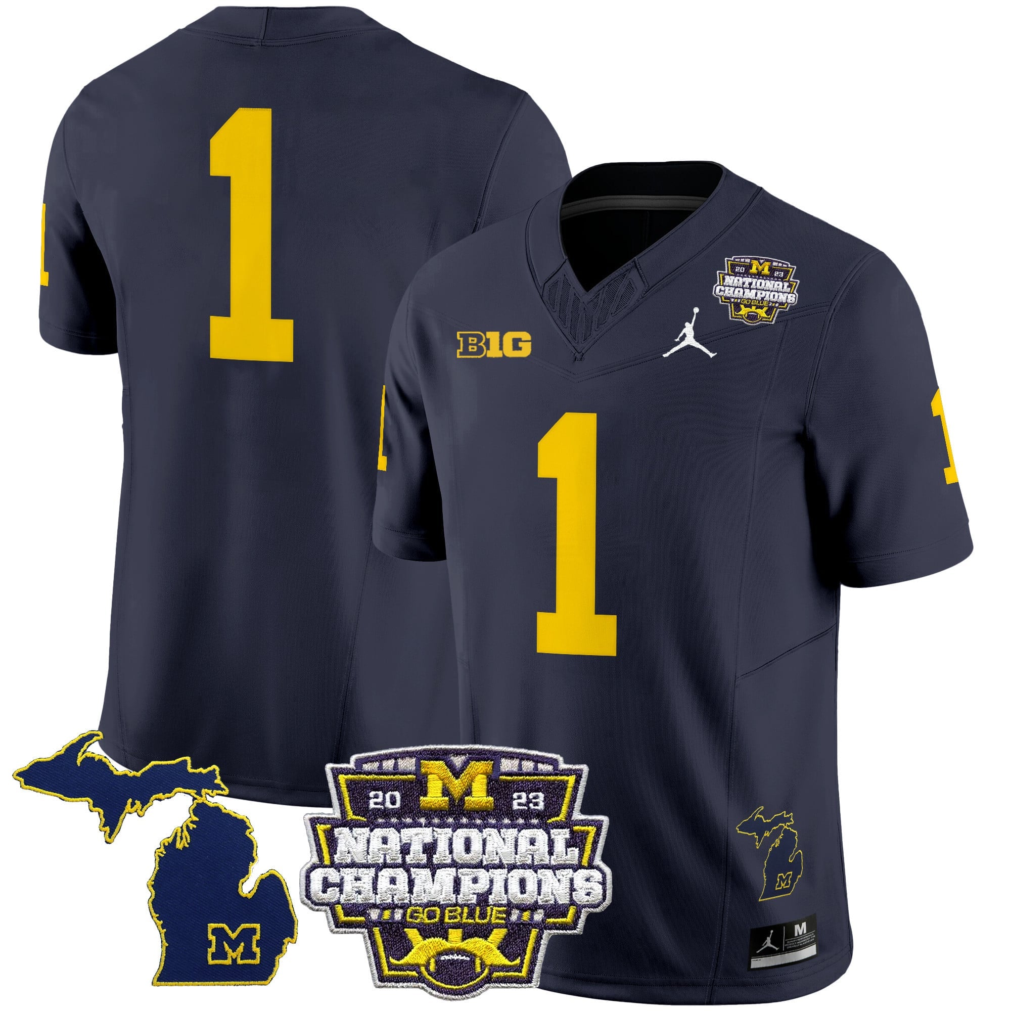 Men's Michigan Wolverines 2023 National Champions Patch Vapor Jersey V6 - All Stitched