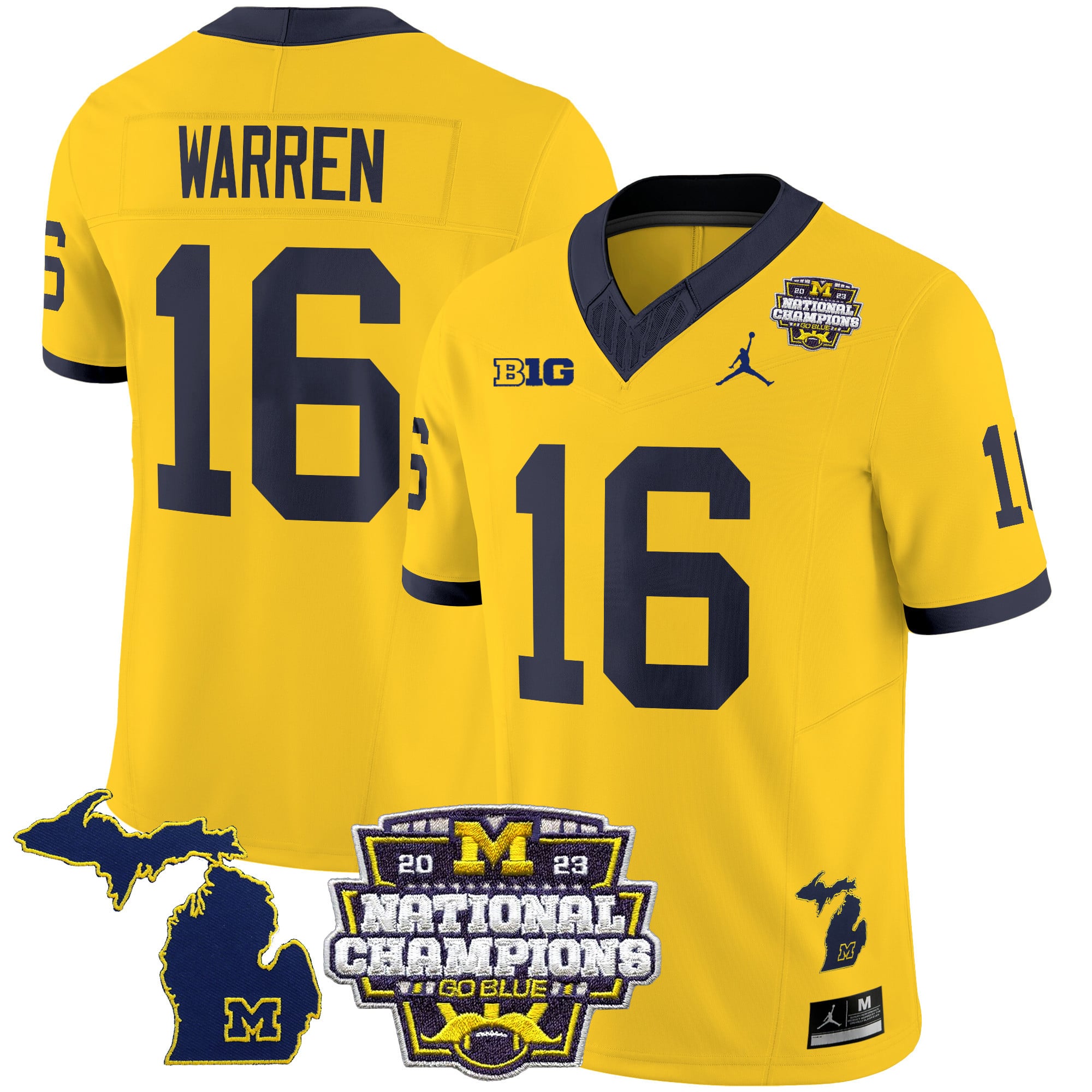 Men's Michigan Wolverines 2023 National Champions Patch Vapor Jersey V6 - All Stitched