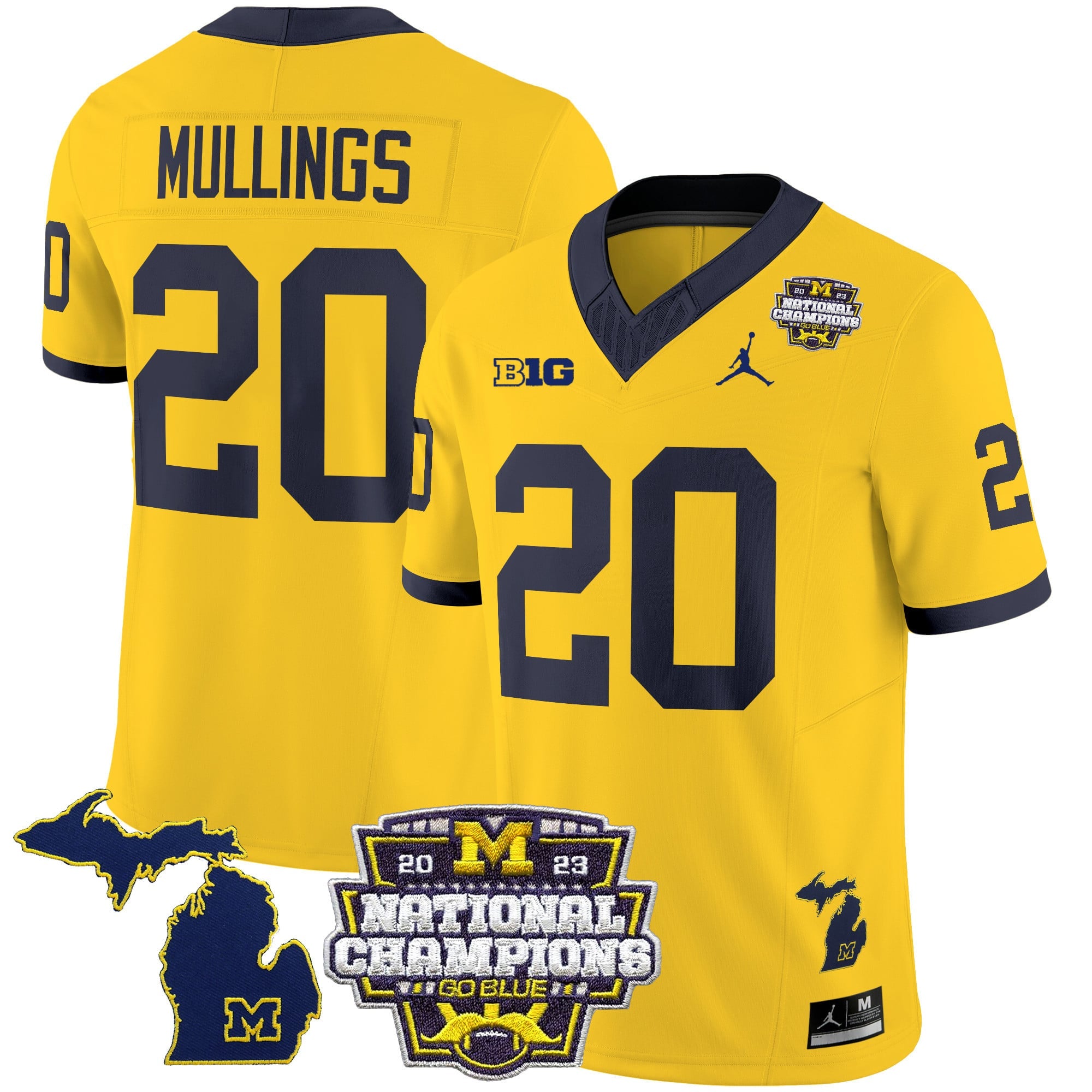 Men's Michigan Wolverines 2023 National Champions Patch Vapor Jersey V6 - All Stitched