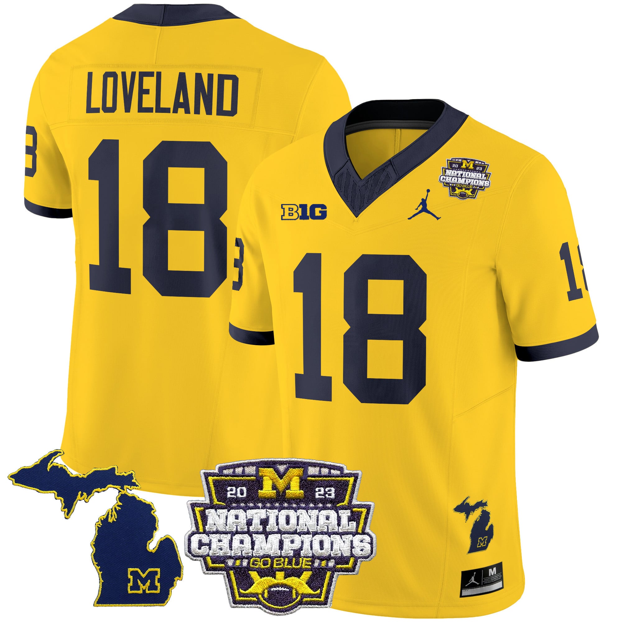 Men's Michigan Wolverines 2023 National Champions Patch Vapor Jersey V6 - All Stitched