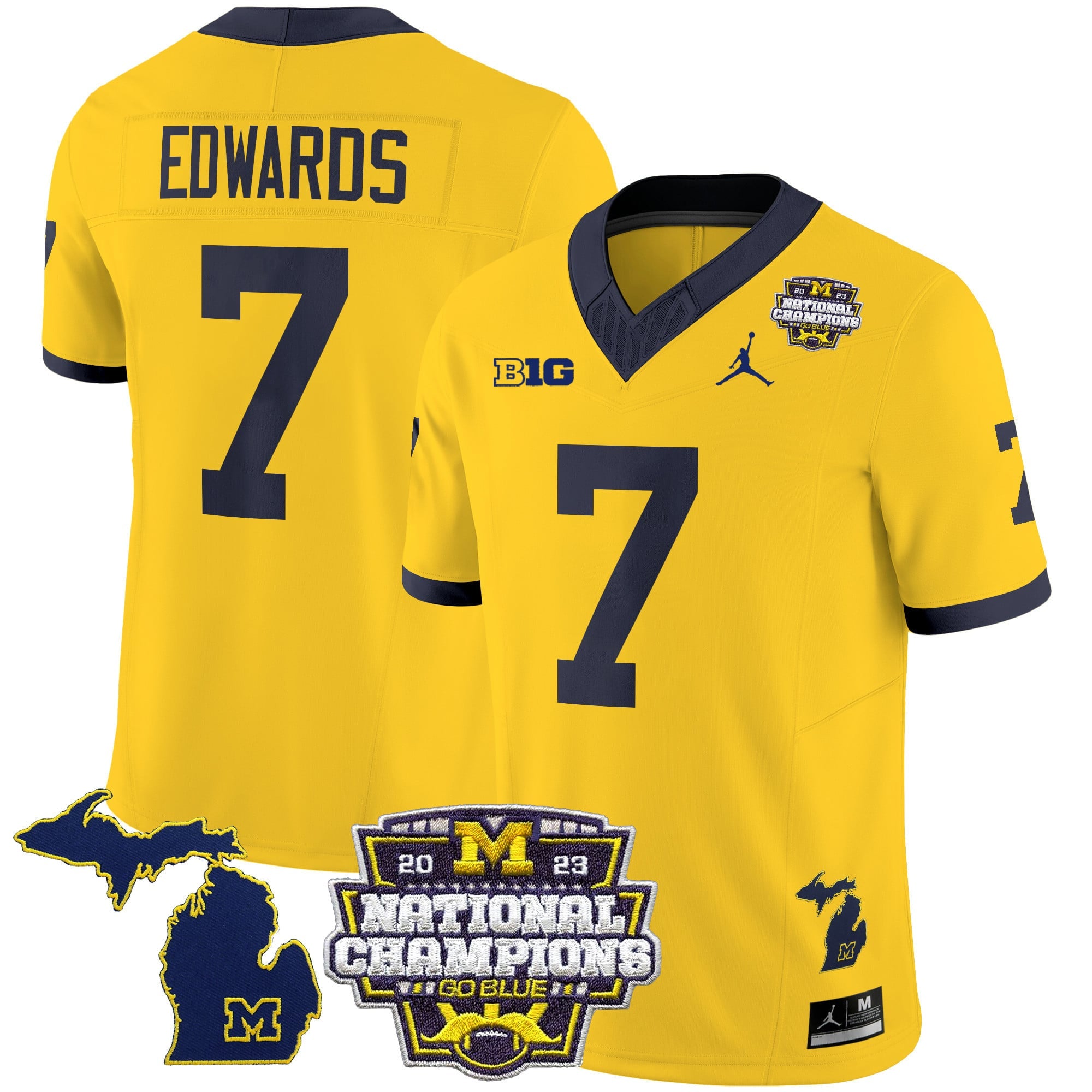Men's Michigan Wolverines 2023 National Champions Patch Vapor Jersey V6 - All Stitched