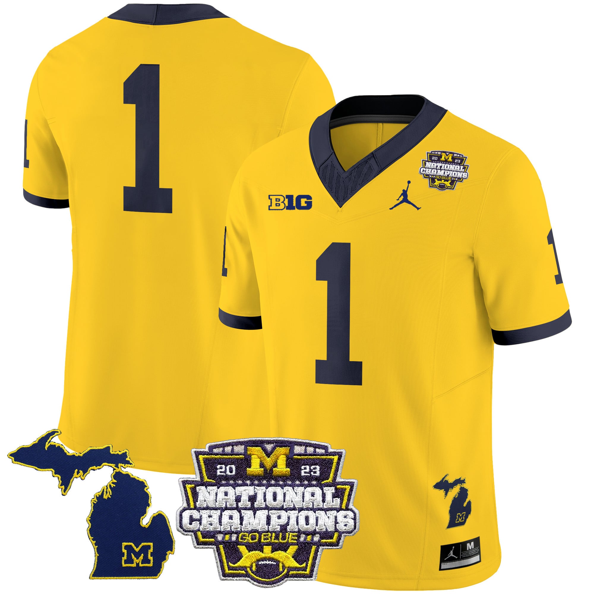 Men's Michigan Wolverines 2023 National Champions Patch Vapor Jersey V6 - All Stitched