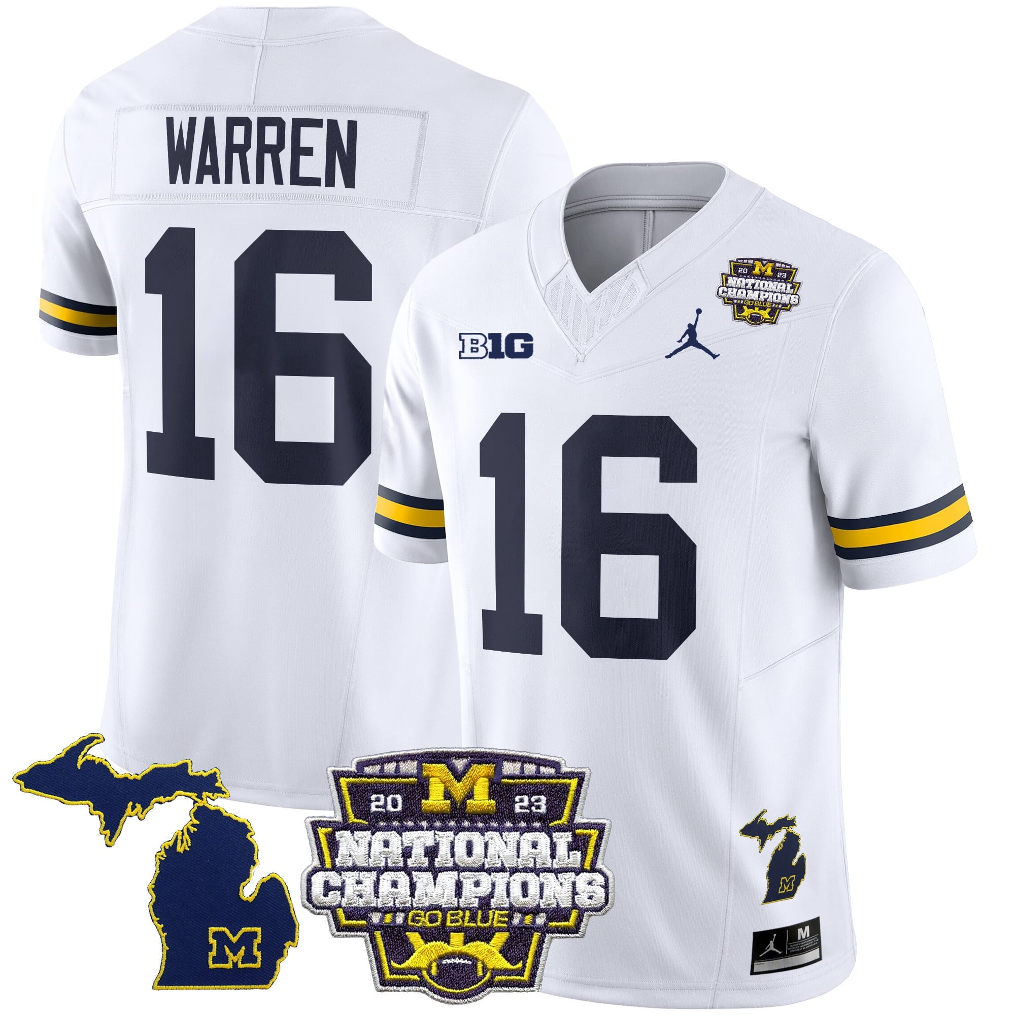 Men's Michigan Wolverines 2023 National Champions Patch Vapor Jersey V6 - All Stitched