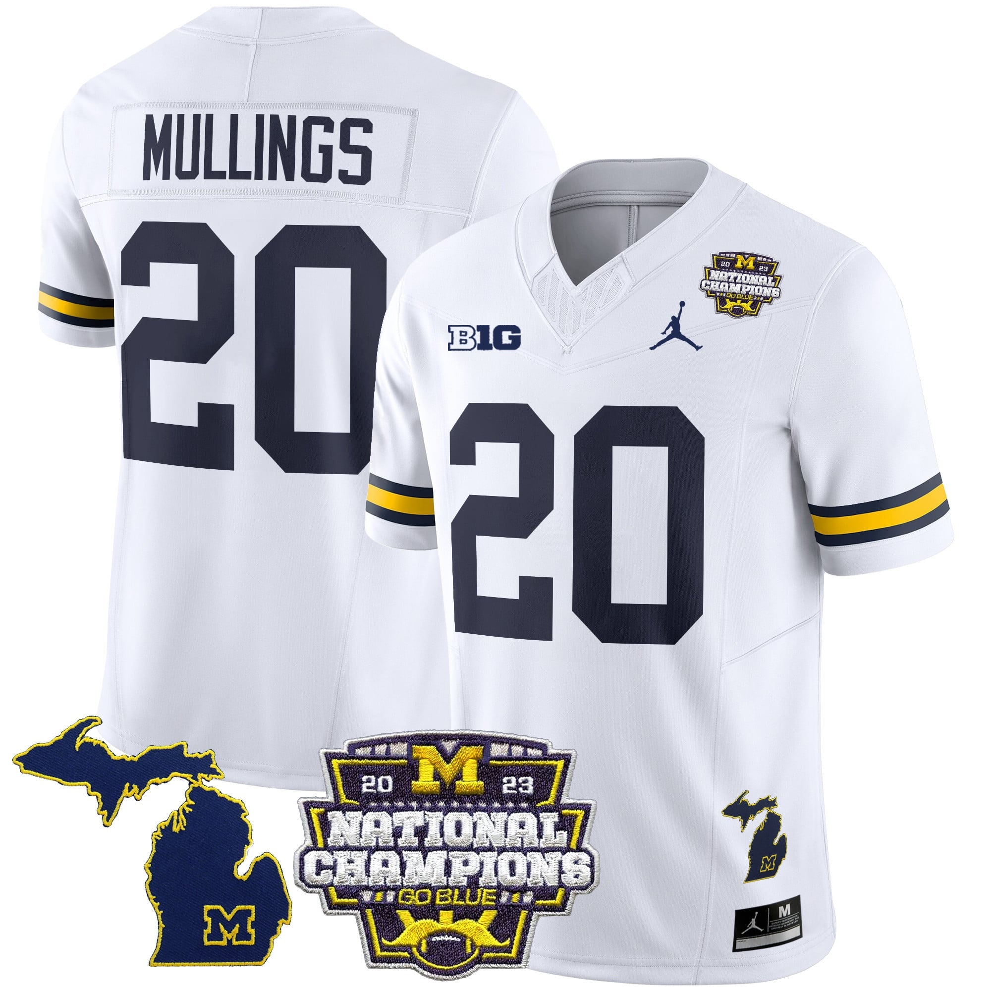 Men's Michigan Wolverines 2023 National Champions Patch Vapor Jersey V6 - All Stitched