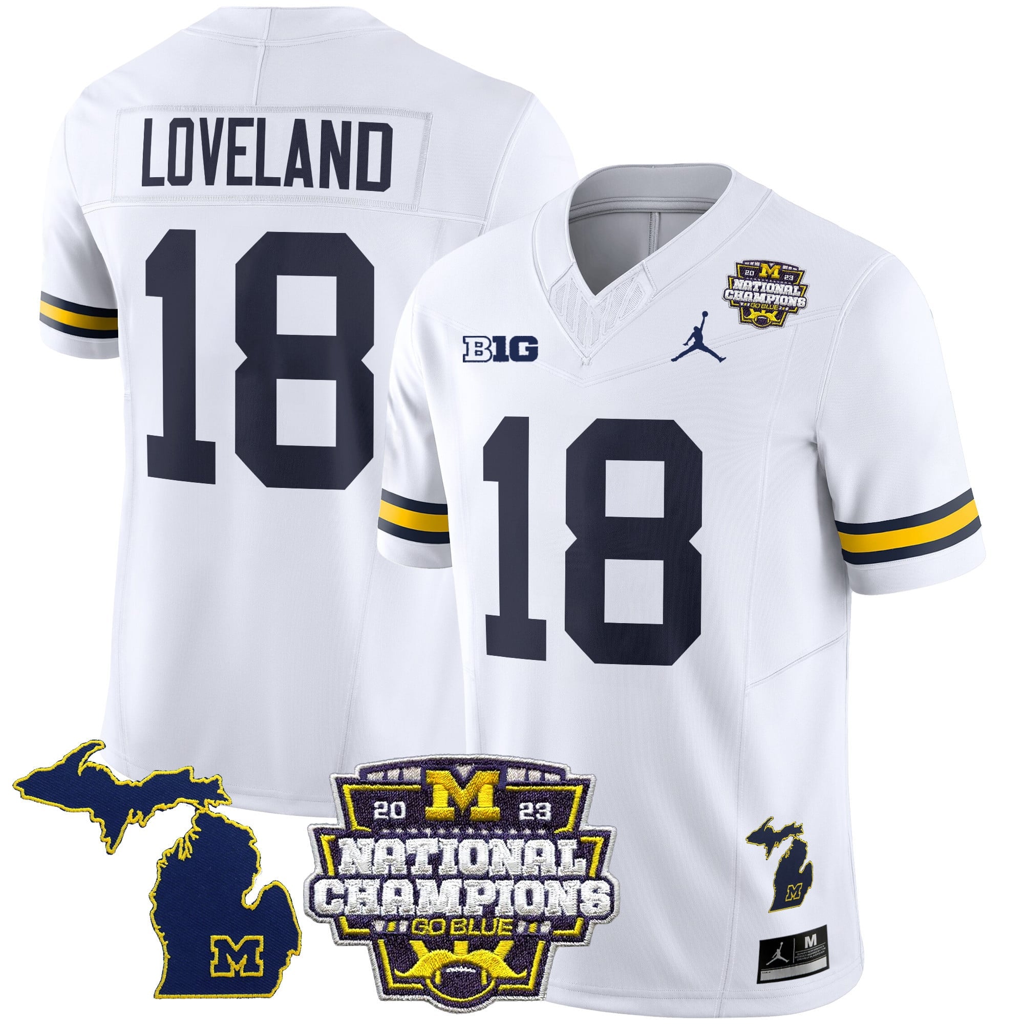 Men's Michigan Wolverines 2023 National Champions Patch Vapor Jersey V6 - All Stitched
