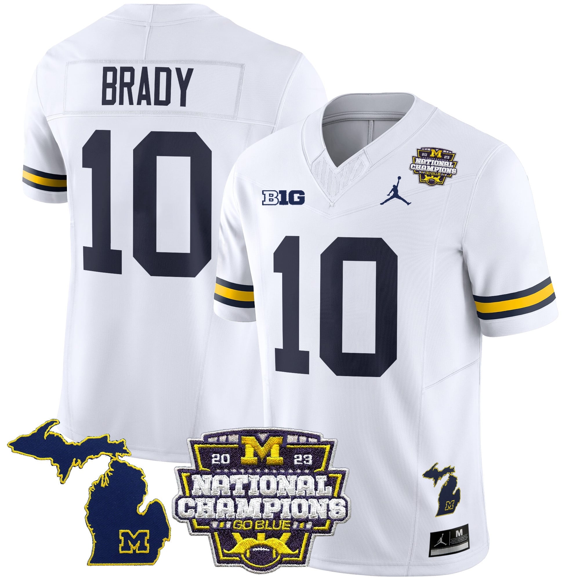 Men's Michigan Wolverines 2023 National Champions Patch Vapor Jersey V6 - All Stitched