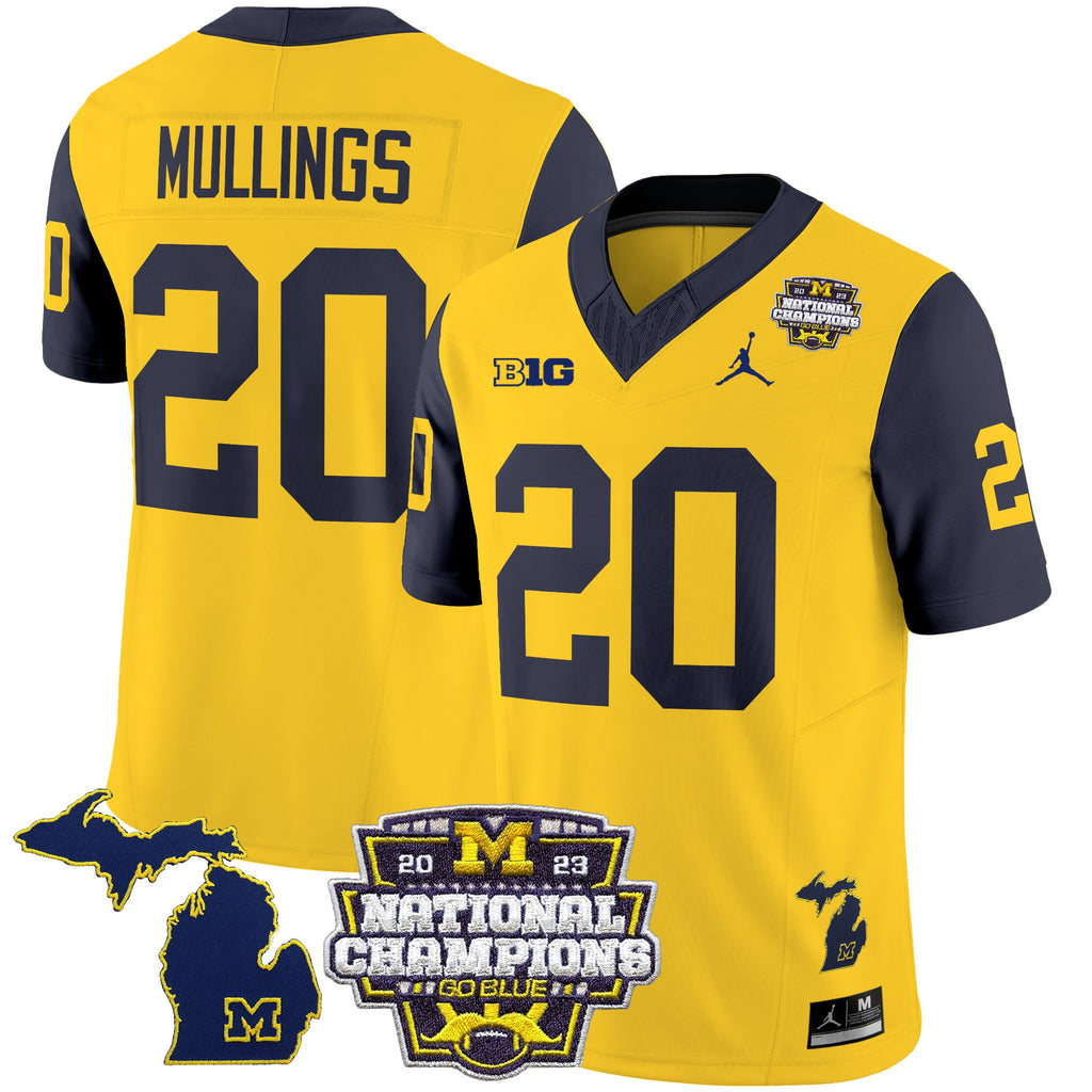 Men's Michigan Wolverines 2023 National Champions Patch Vapor Jersey V6 - All Stitched