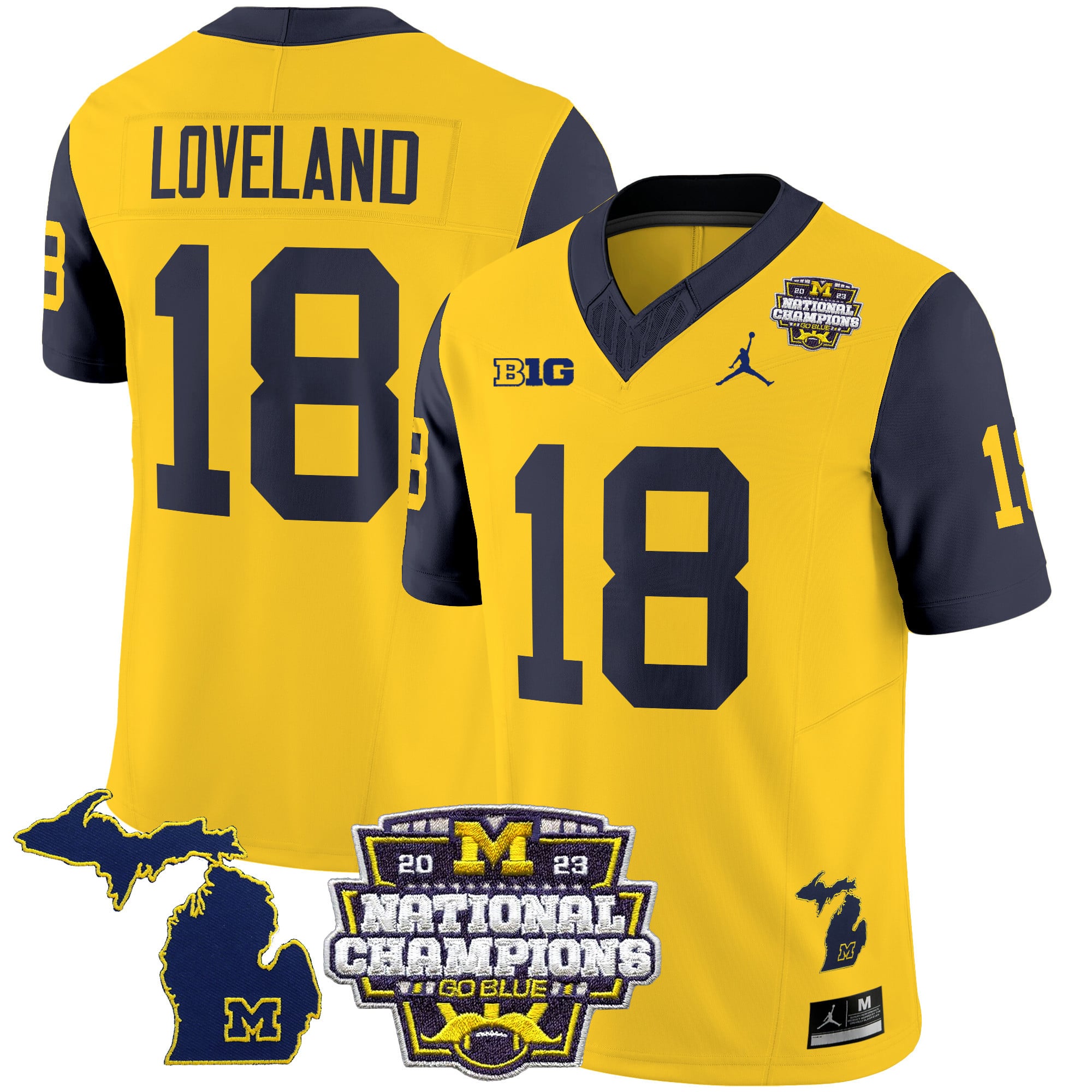 Men's Michigan Wolverines 2023 National Champions Patch Vapor Jersey V6 - All Stitched