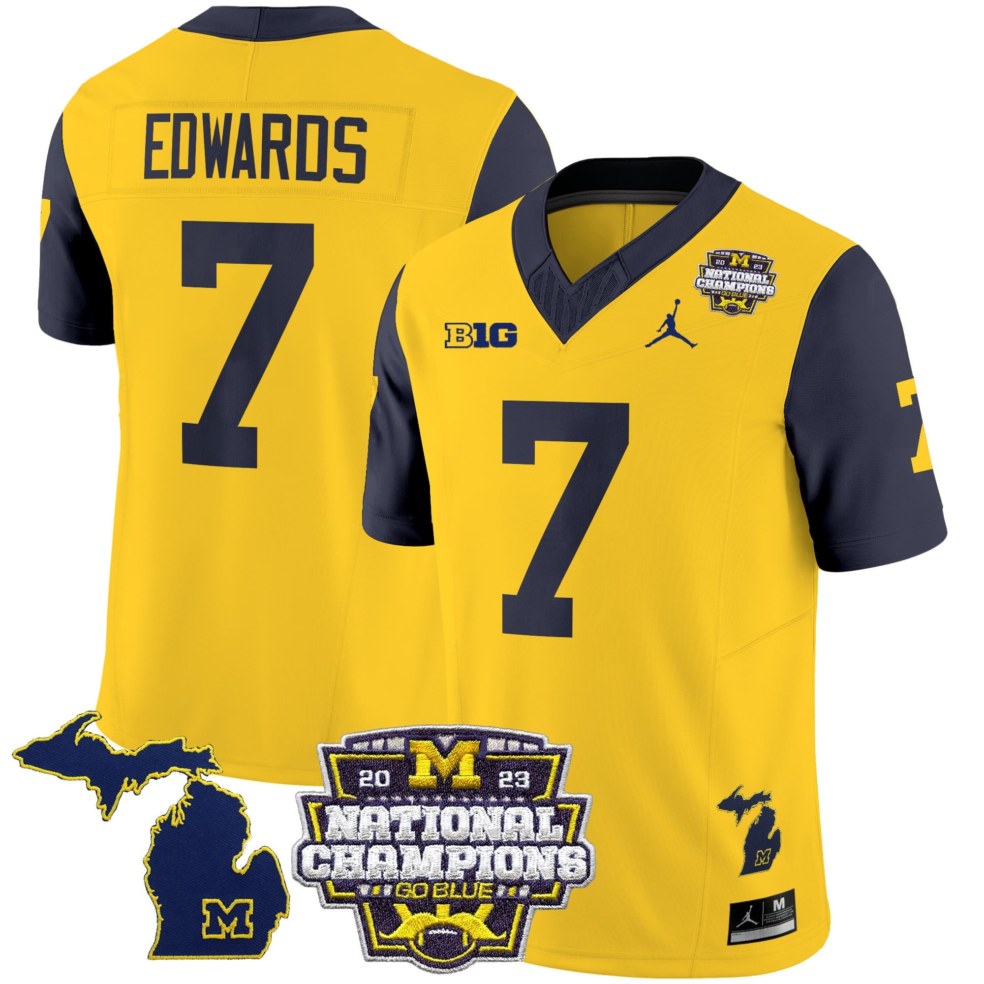 Men's Michigan Wolverines 2023 National Champions Patch Vapor Jersey V6 - All Stitched