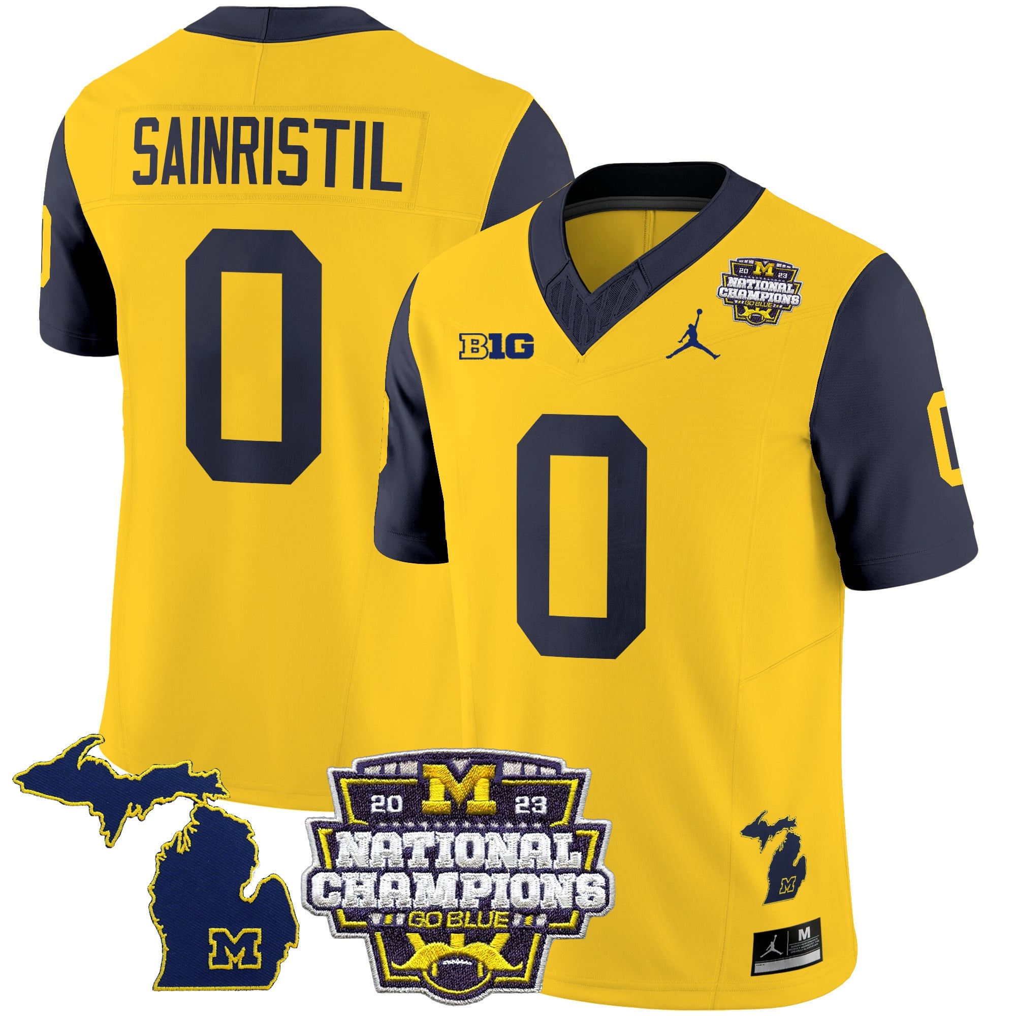 Men's Michigan Wolverines 2023 National Champions Patch Vapor Jersey V6 - All Stitched