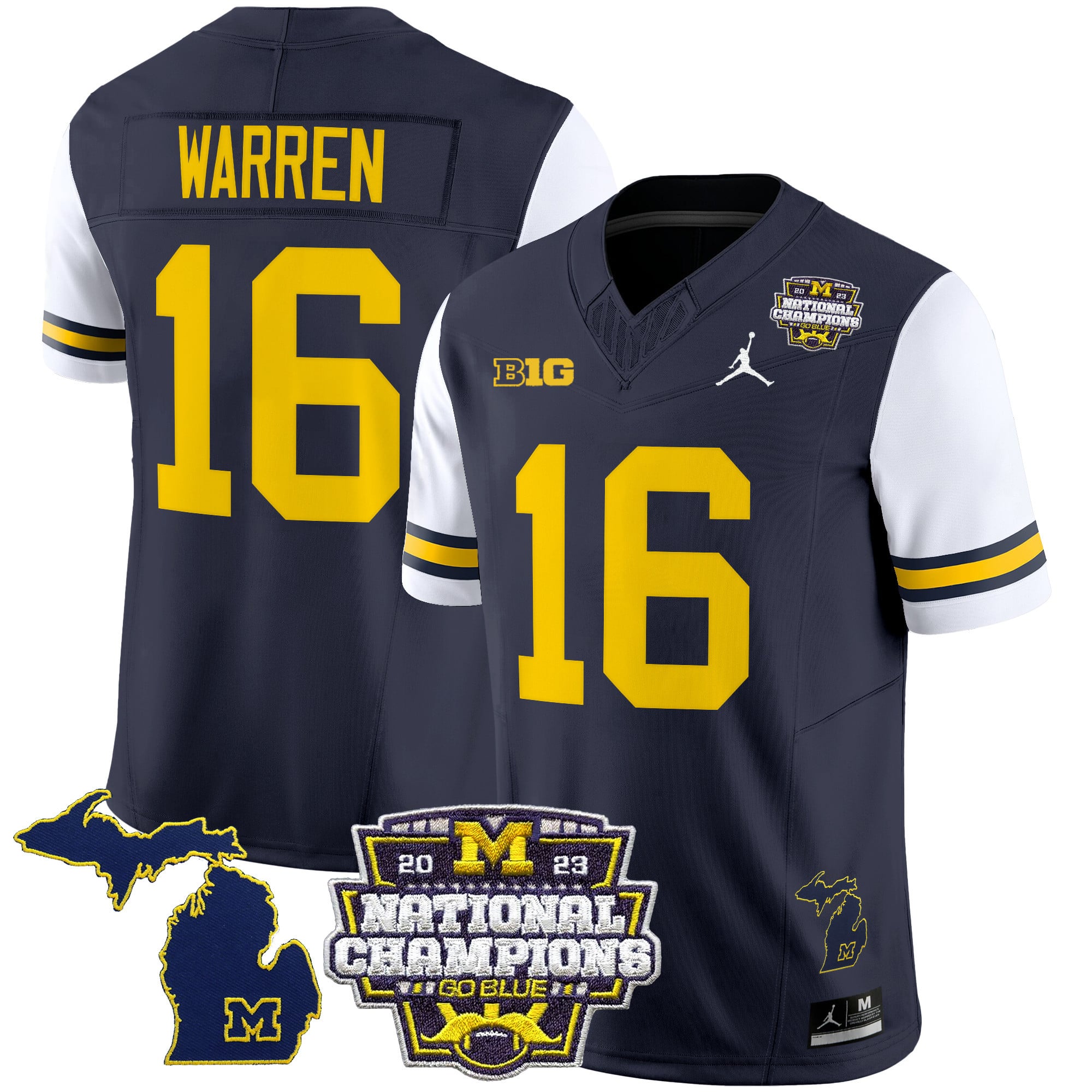 Men's Michigan Wolverines 2023 National Champions Patch Vapor Jersey V6 - All Stitched