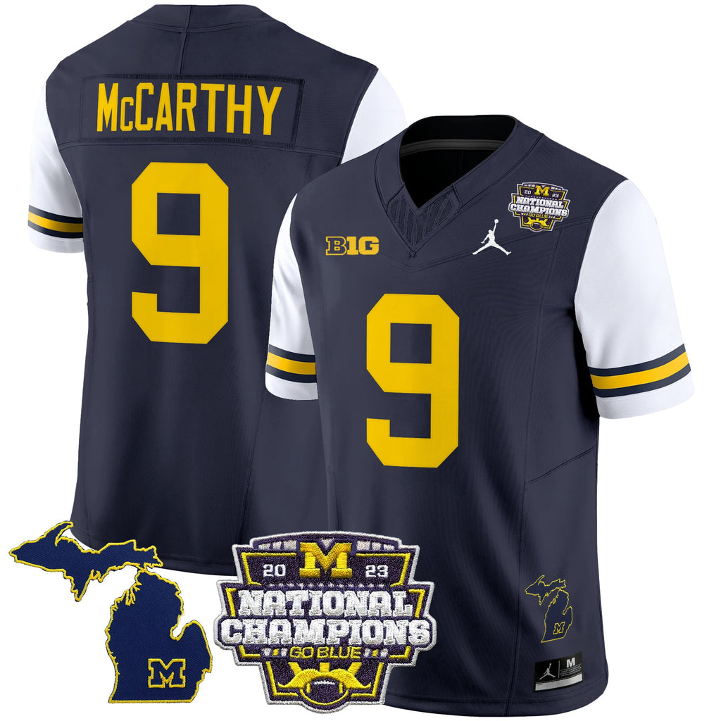 Men's Michigan Wolverines 2023 National Champions Patch Vapor Jersey V6 - All Stitched