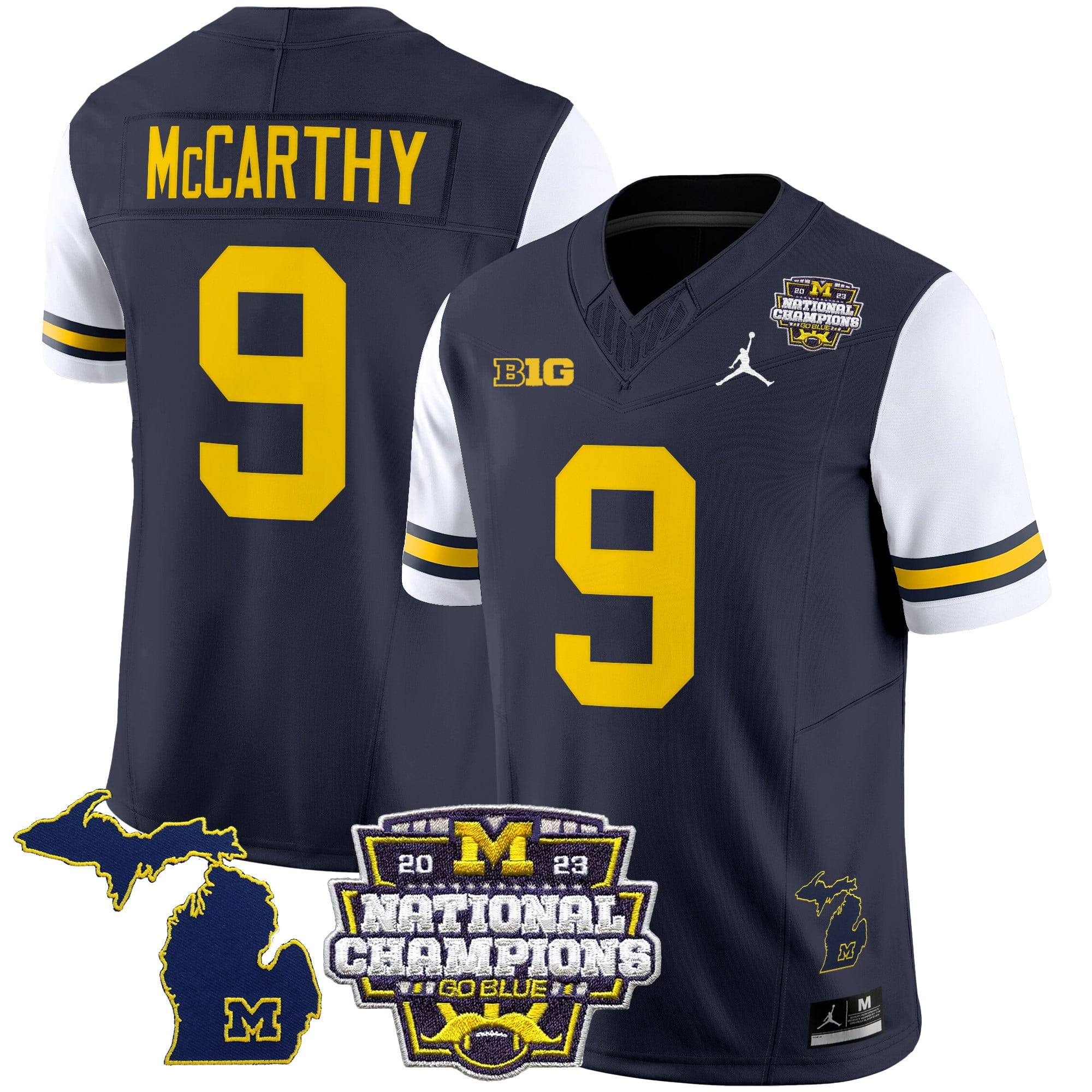 Men's Michigan Wolverines 2023 National Champions Patch Vapor Jersey V6 - All Stitched